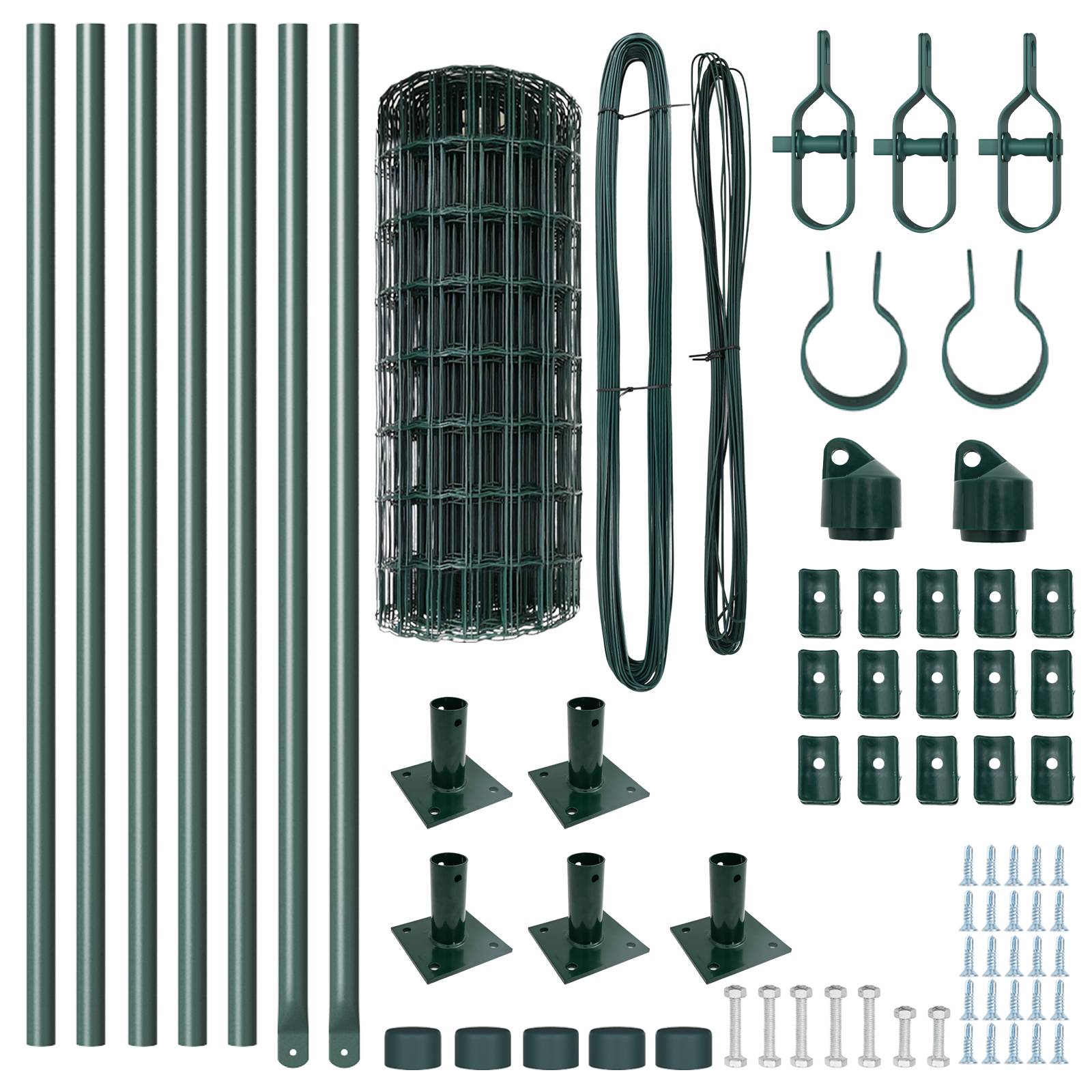 vidaXL Euro-Zaun mit 7 Flanschpfosten 0,6x10 m aus galvanisiertem Stahl