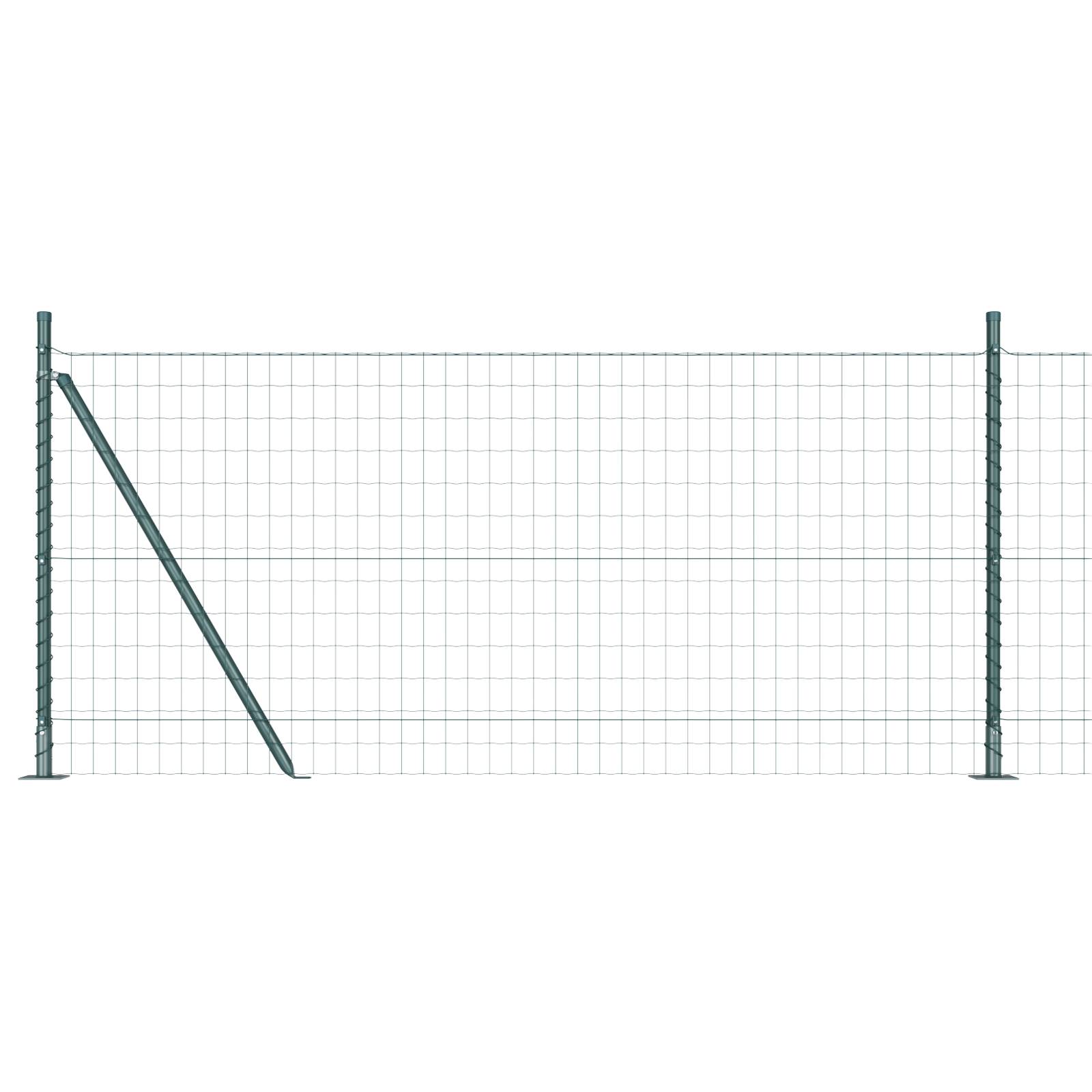 vidaXL Euro-Zaun mit 7 Flanschen Pfosten 1x10 m galvanisierter Stahl