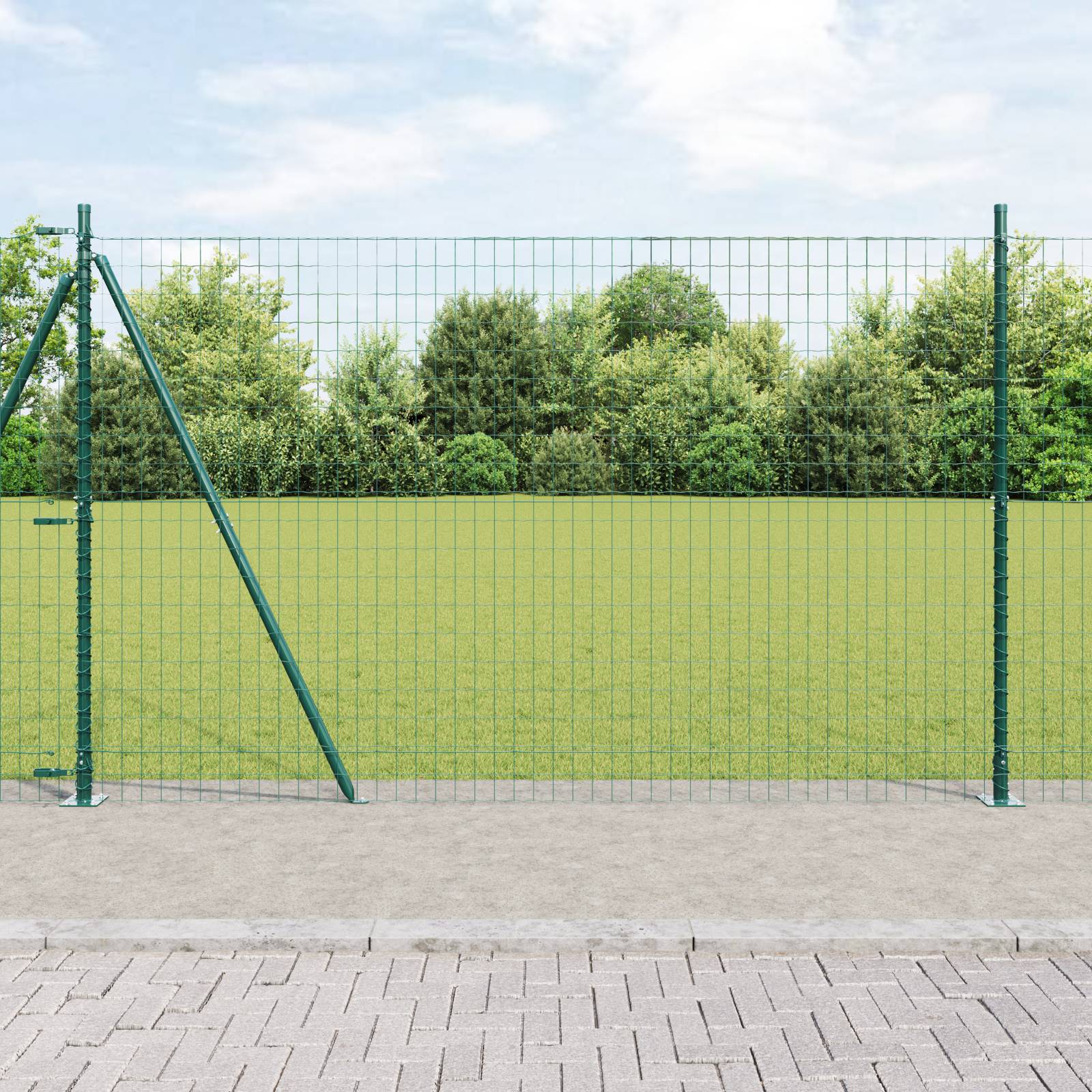 vidaXL Euro Zaun mit 13 Flanschen 1,2 x 25 m verzinkter Stahl
