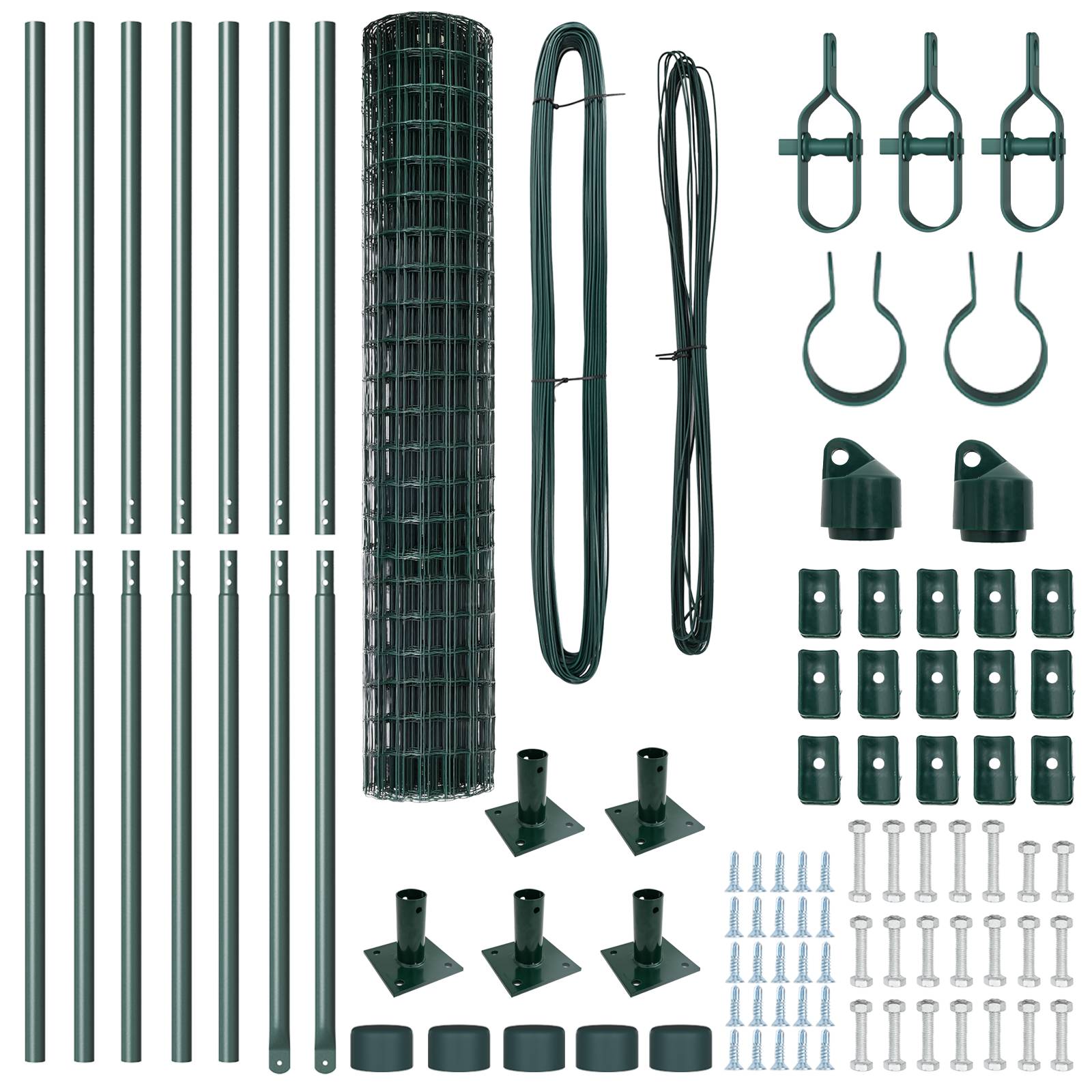 vidaXL Euro Zaun mit 7 Flanschpfosten 1.4x10 m verzinkter Stahl