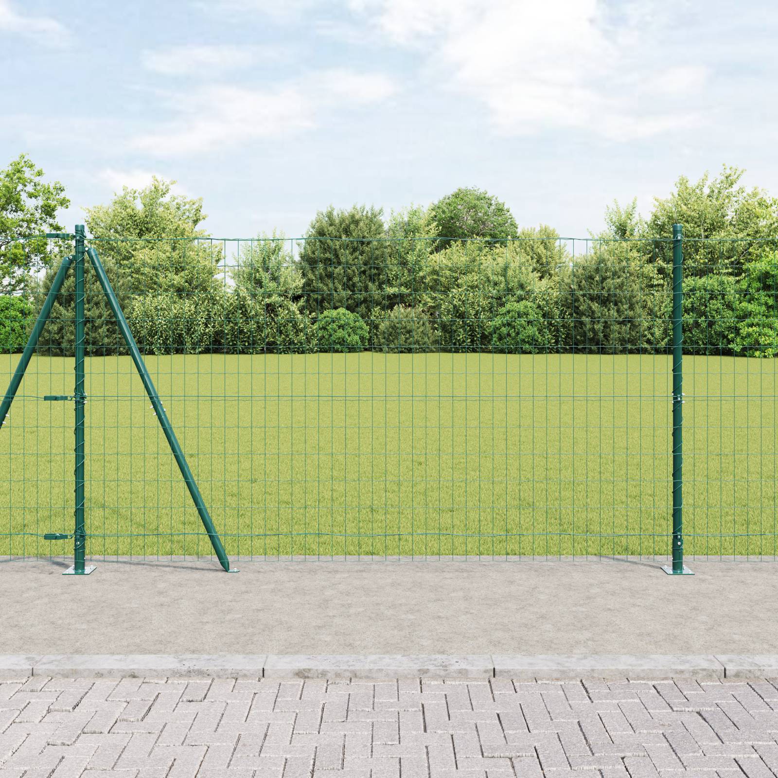 vidaXL Euro Zaun mit 7 Flanschpfosten 1,2x10 m verzinkter Stahl