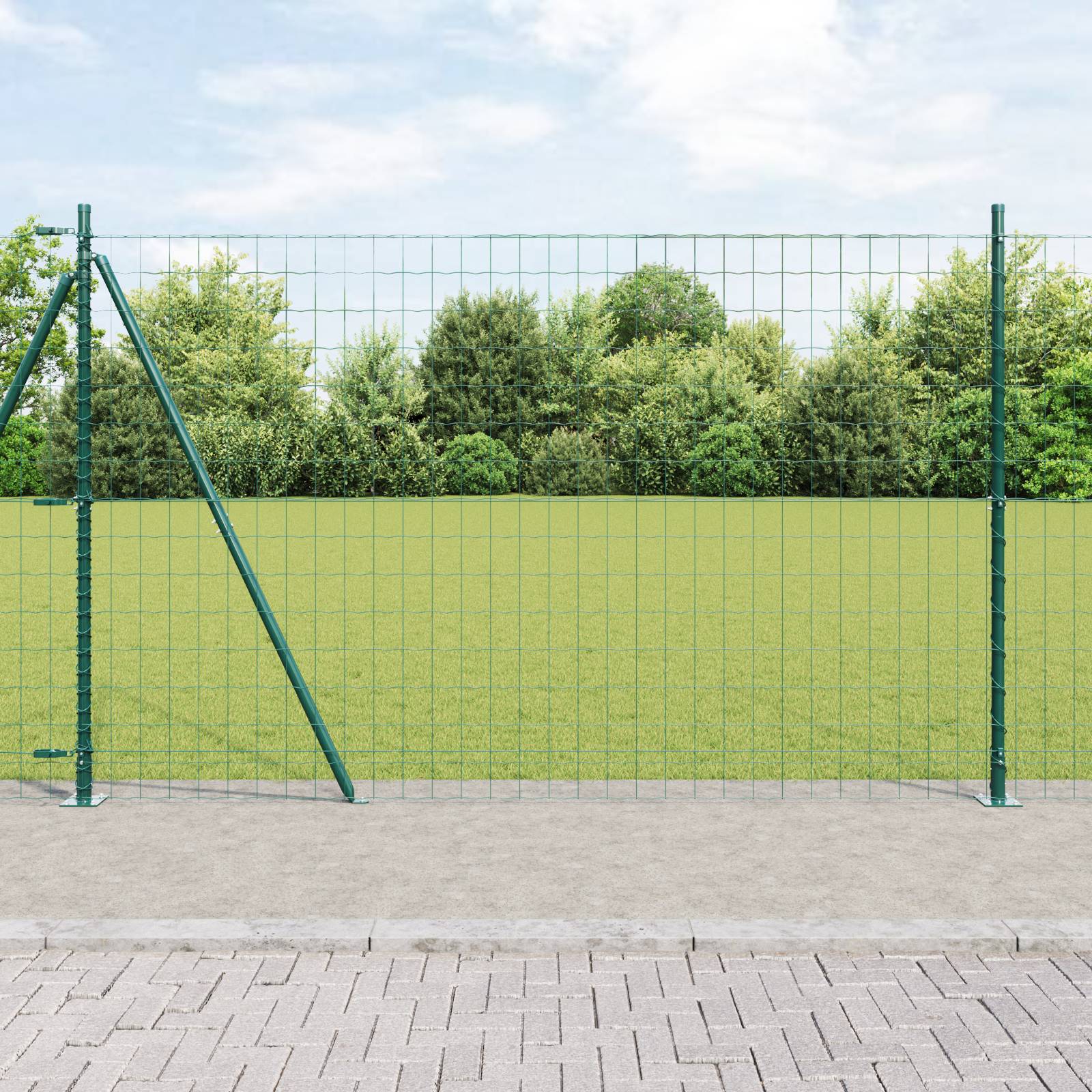 vidaXL Euro Zaun mit 7 Flanschpfosten 1,4x10 m Galvanisierter Stahl