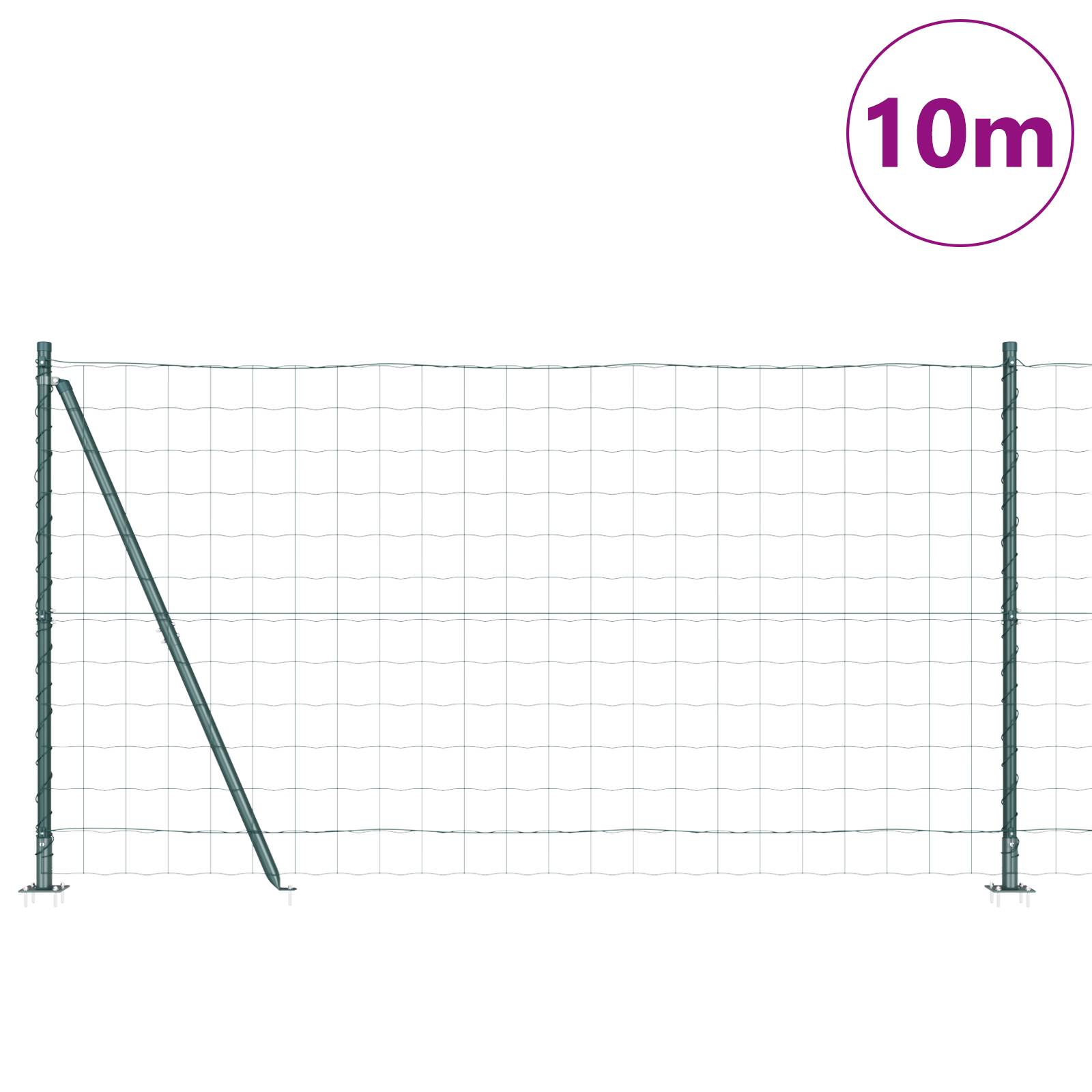 vidaXL Euro Zaun mit 7 Flanschpfosten 1,2x10 m verzinkter Stahl