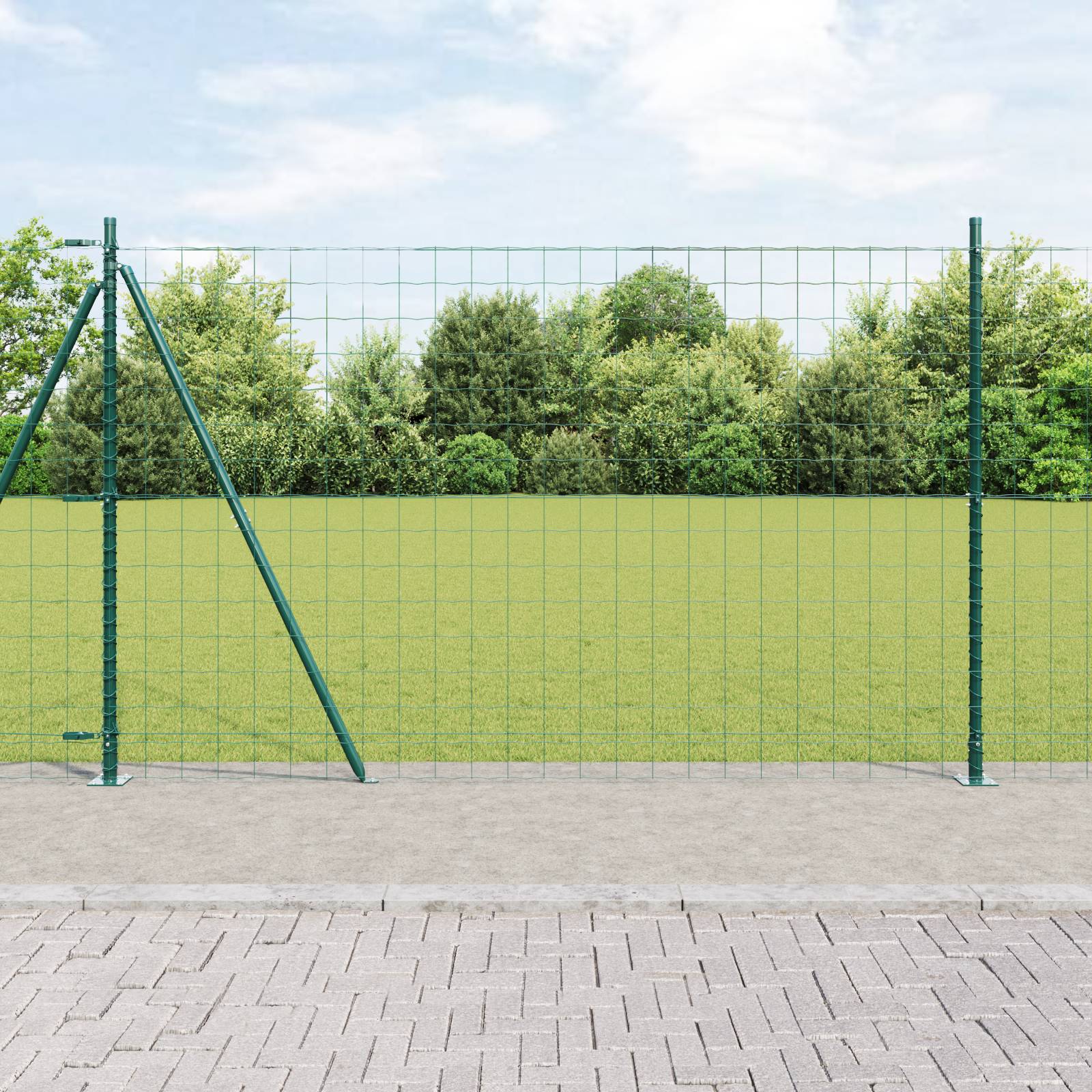 vidaXL Eurozaun mit 7 Flanschpfosten 1,6x10 m feuerverzinkter Stahl
