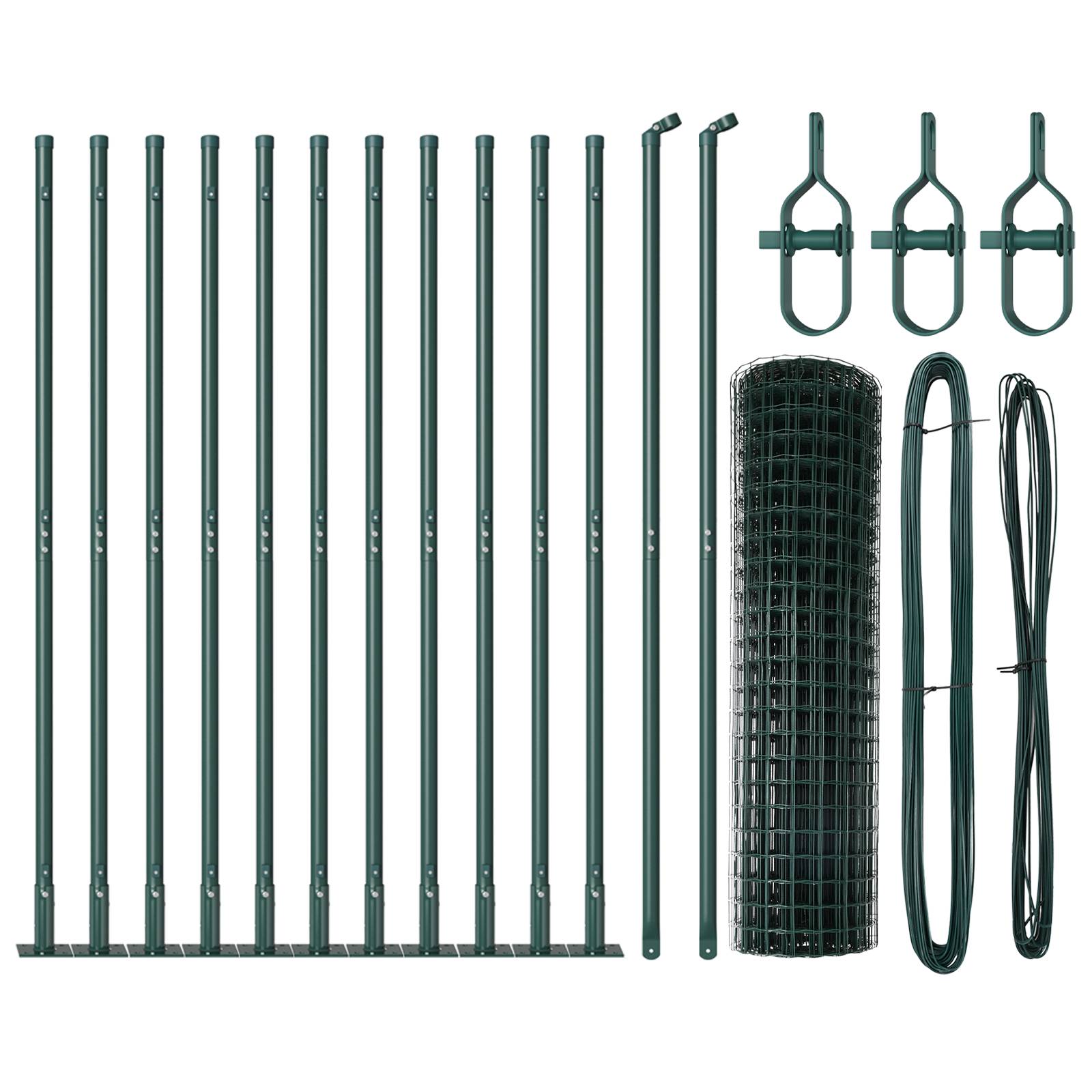 vidaXL Euro Zaun mit 13 Flanschen 0,8x25 m verzinkter Stahl
