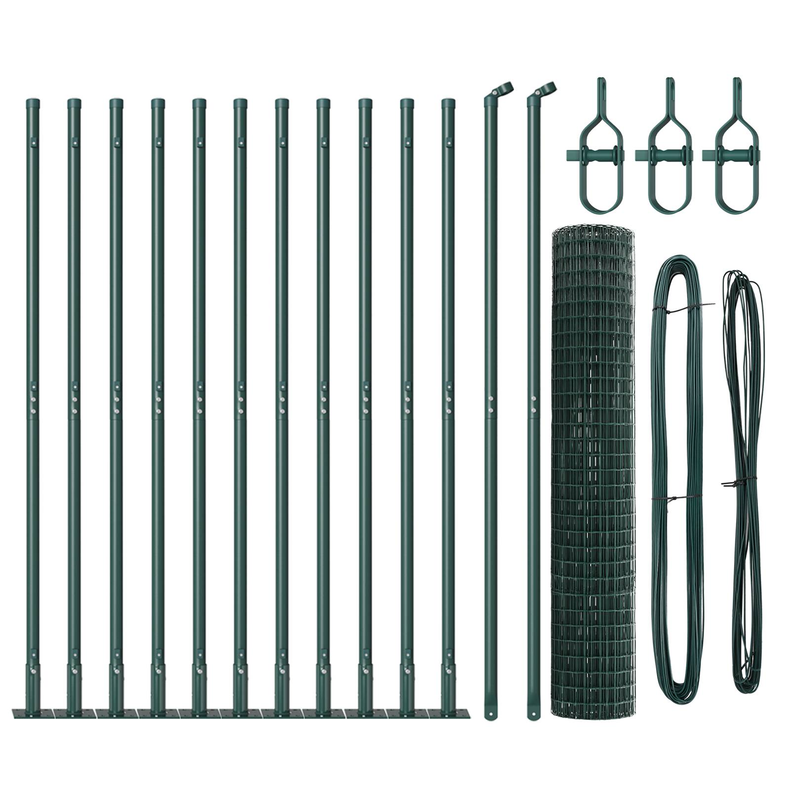 vidaXL Euro Zaun mit 13 Flanschpfosten 1,2x25 m verzinkter Stahl