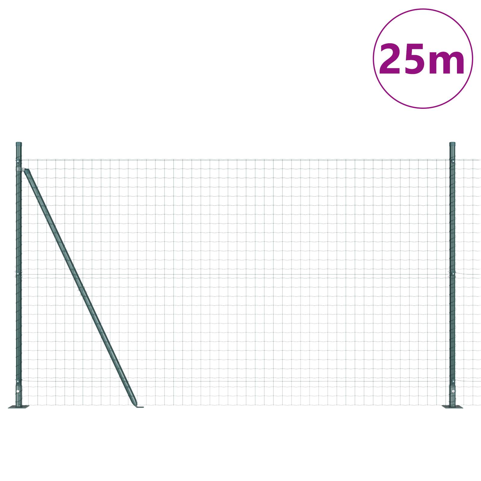 vidaXL Euro Zaun mit 13 Flanschpfosten 1,2x25 m verzinkter Stahl