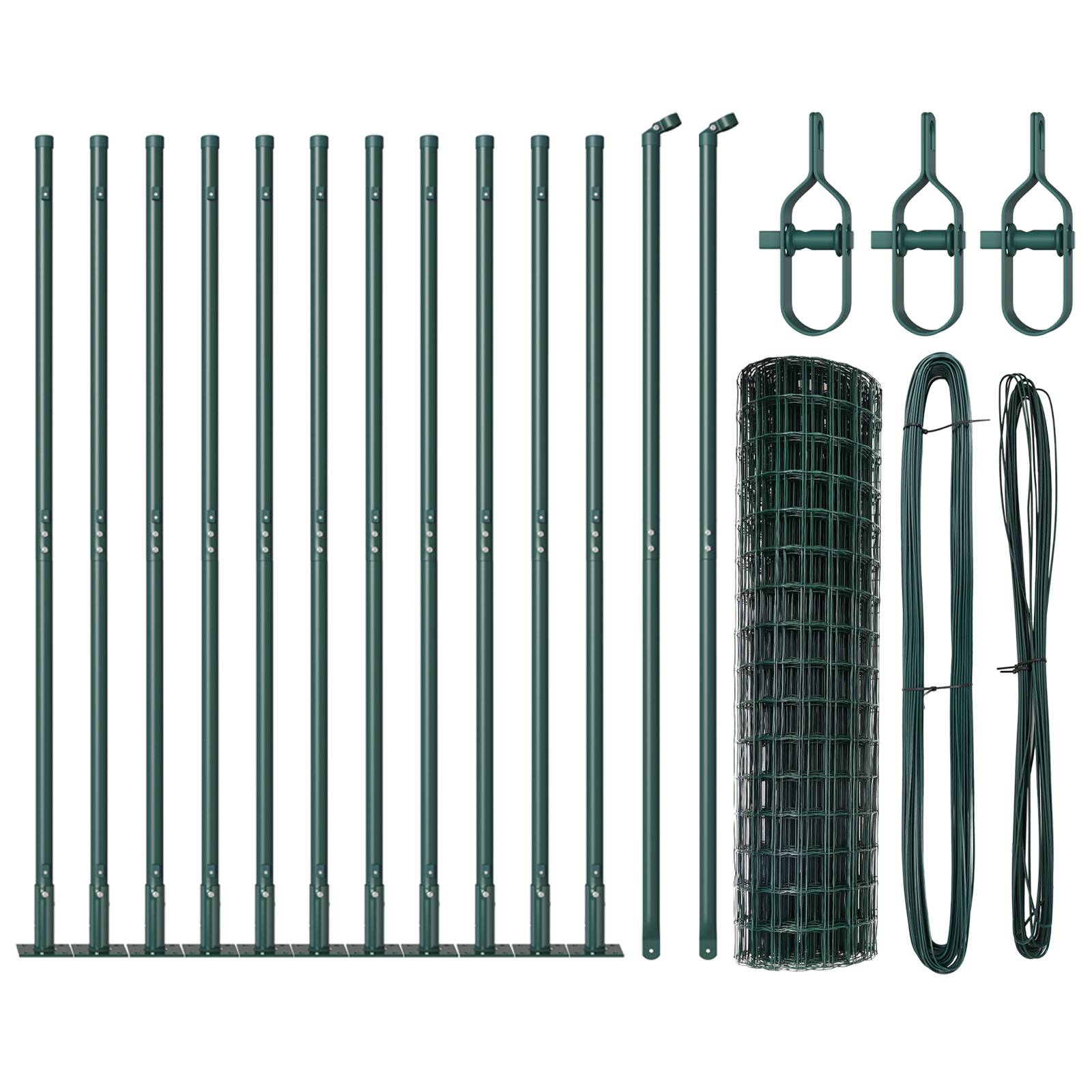 vidaXL Euro-Zaun mit 13 Flanschpfosten 0.8x25 m verzinktem Stahl