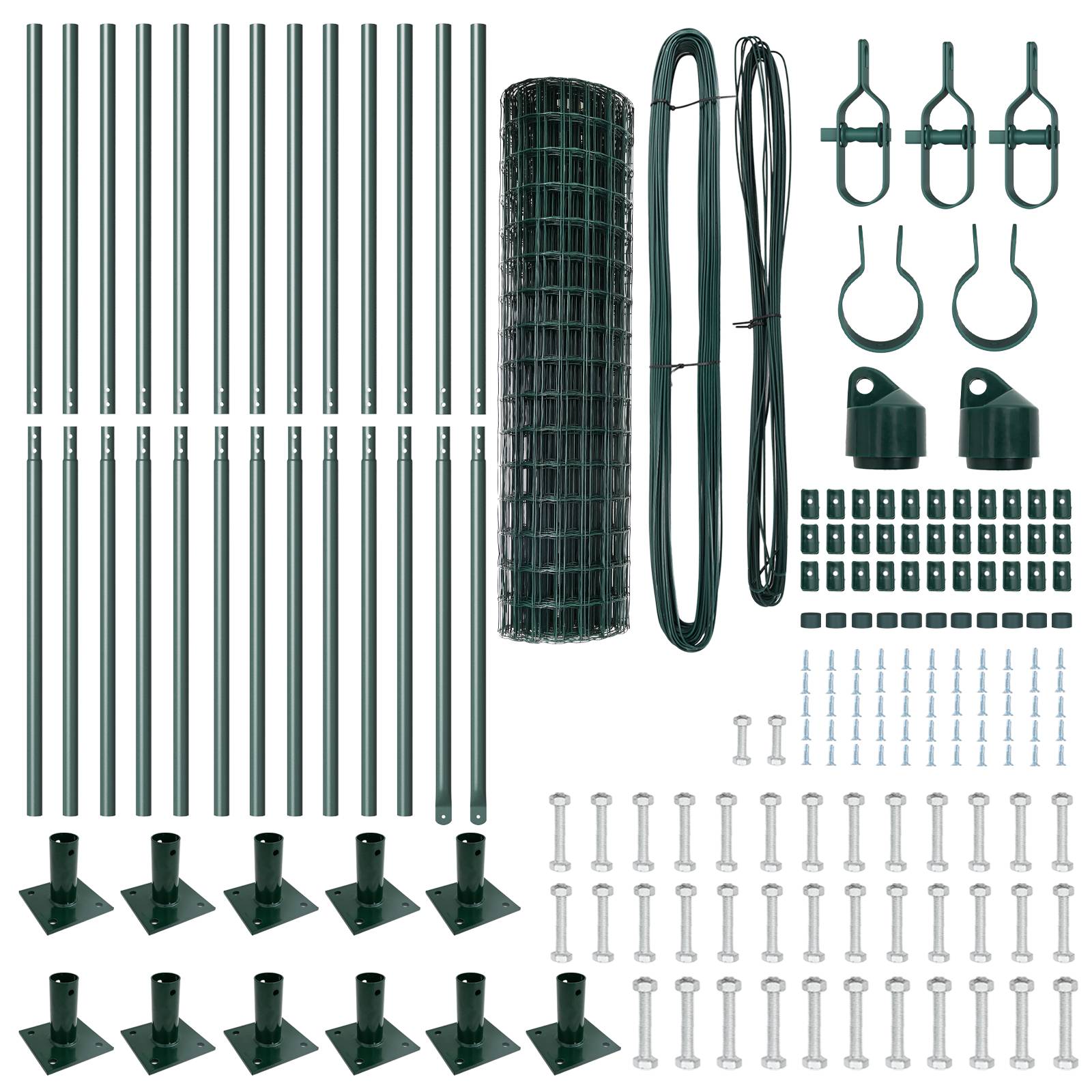 vidaXL Euro Zaun mit 13 Pfosten 1,2x25 m verzinkter Stahl