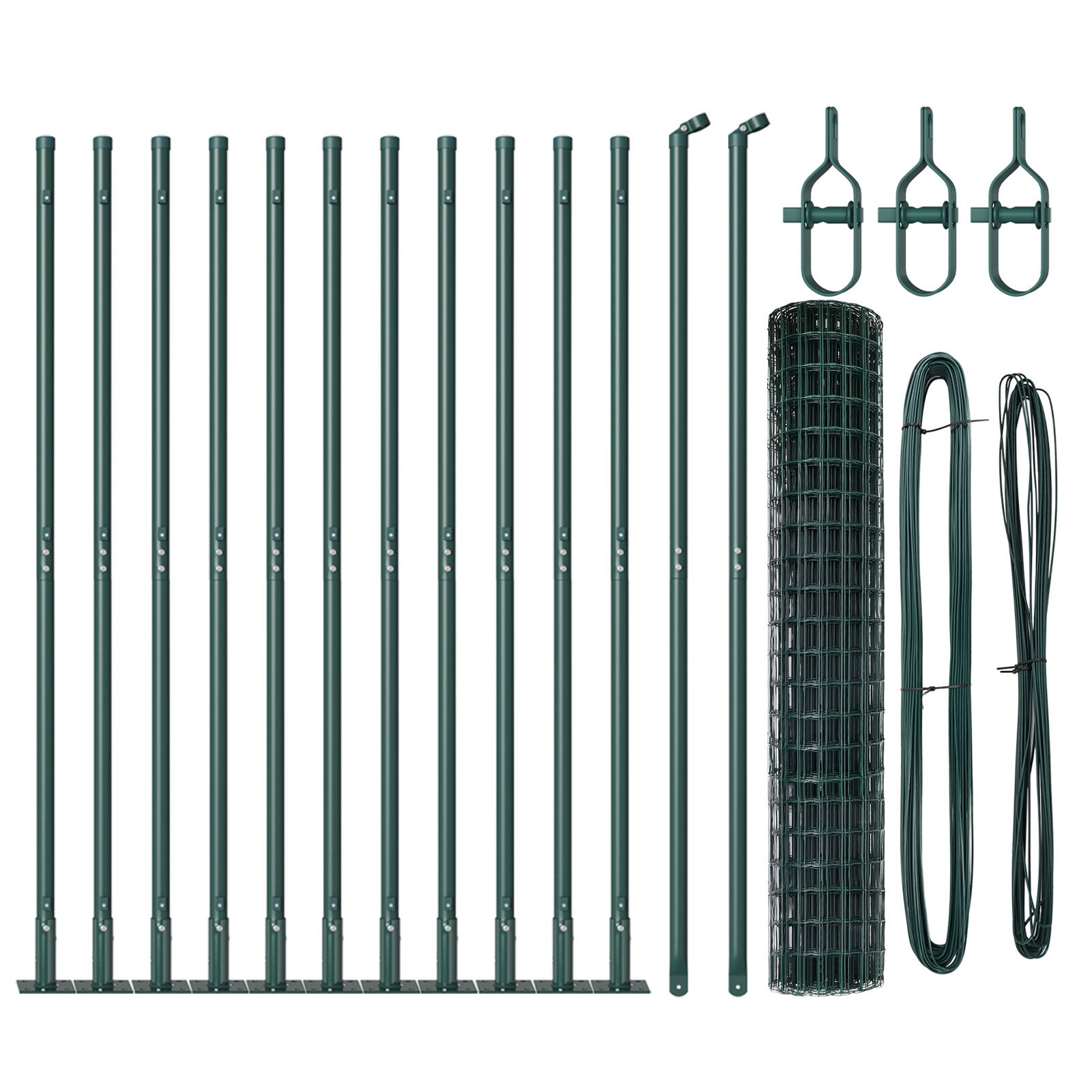 vidaXL Euro Zaun mit 13 Flanschen 1,2 x 25 m verzinkter Stahl