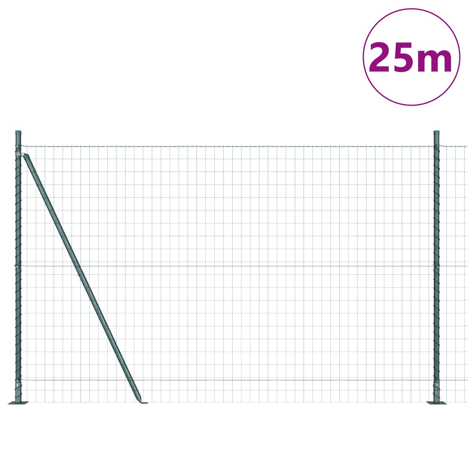 vidaXL Euro Zaun mit 13 Flanschen 1,2 x 25 m verzinkter Stahl