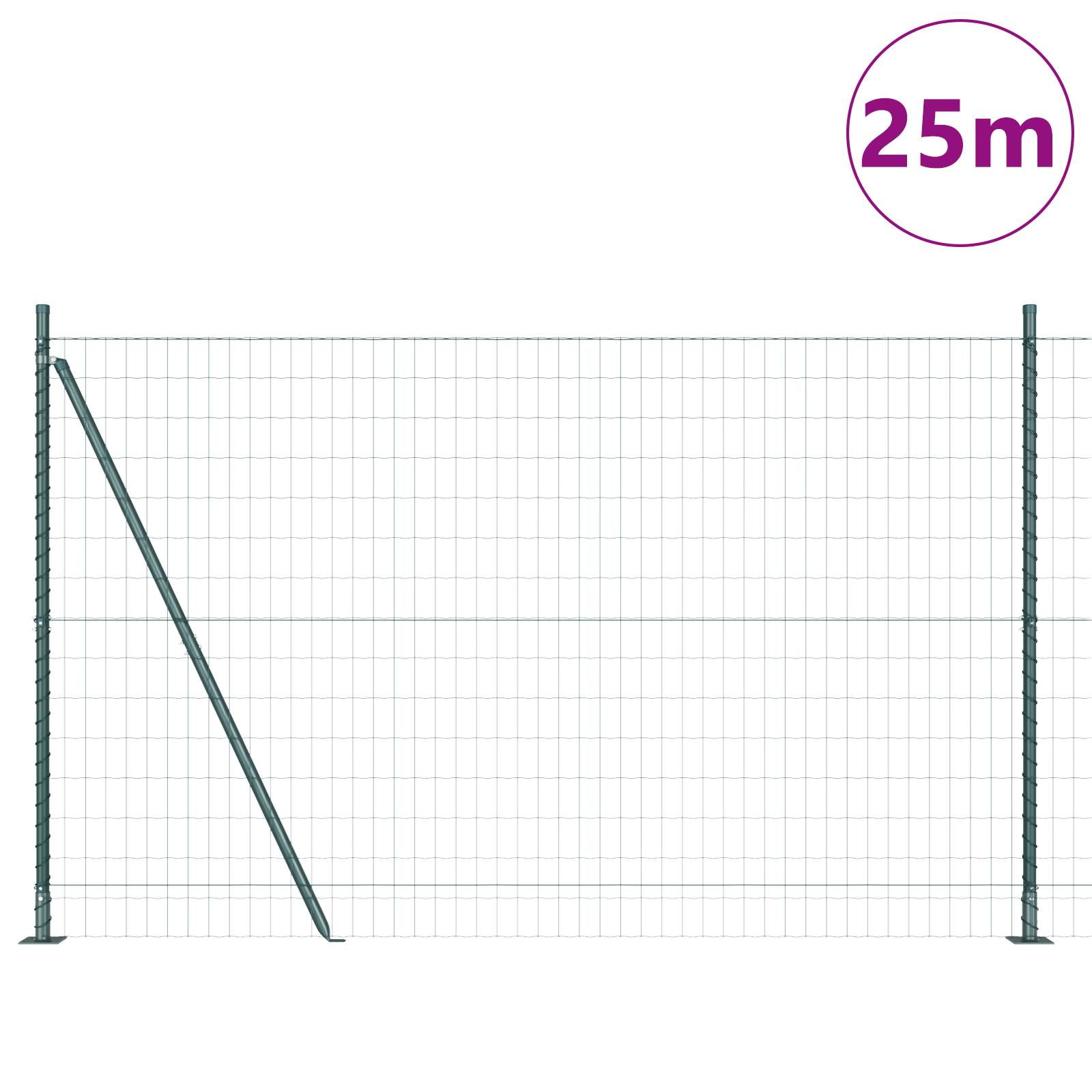 vidaXL Euro Zaun mit 13 Flanschpfosten 1.2x25 m verzinkter Stahl