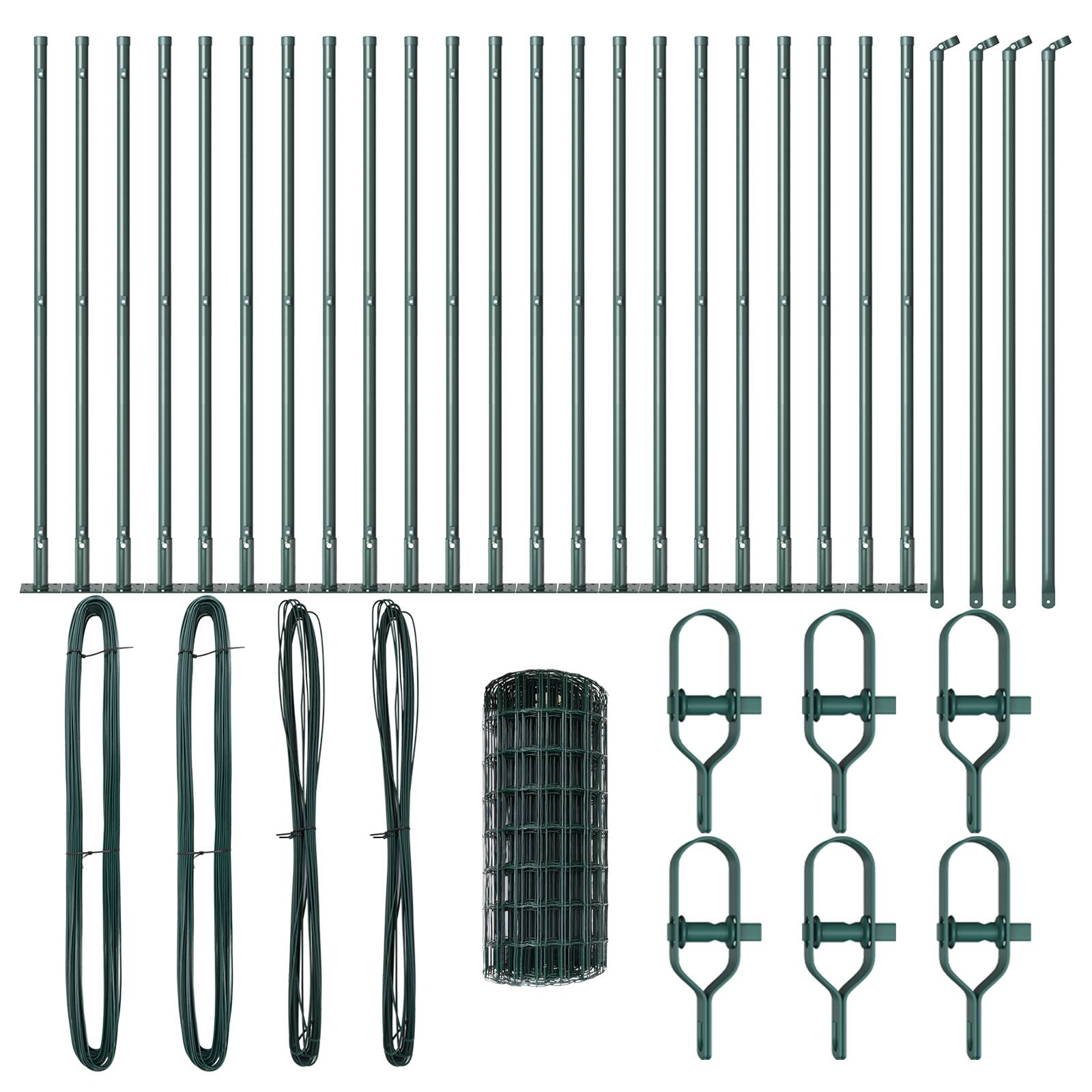 vidaXL Euro Zaun mit 13 Flanschpfosten 0.4x50 m aus feuerverzinktem Stahl