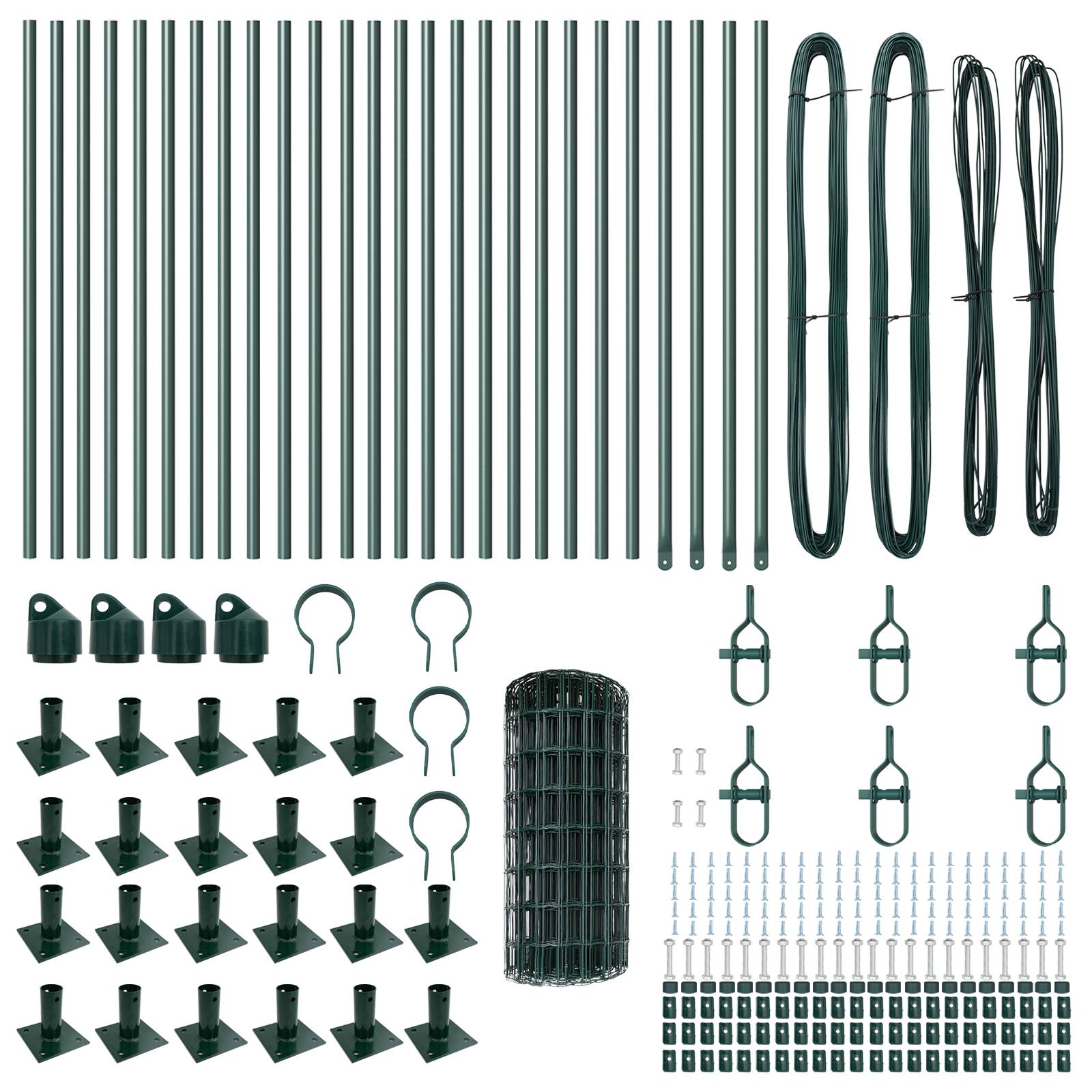 vidaXL Euro Zaun mit 13 Flanschpfosten 0.4x50 m aus feuerverzinktem Stahl