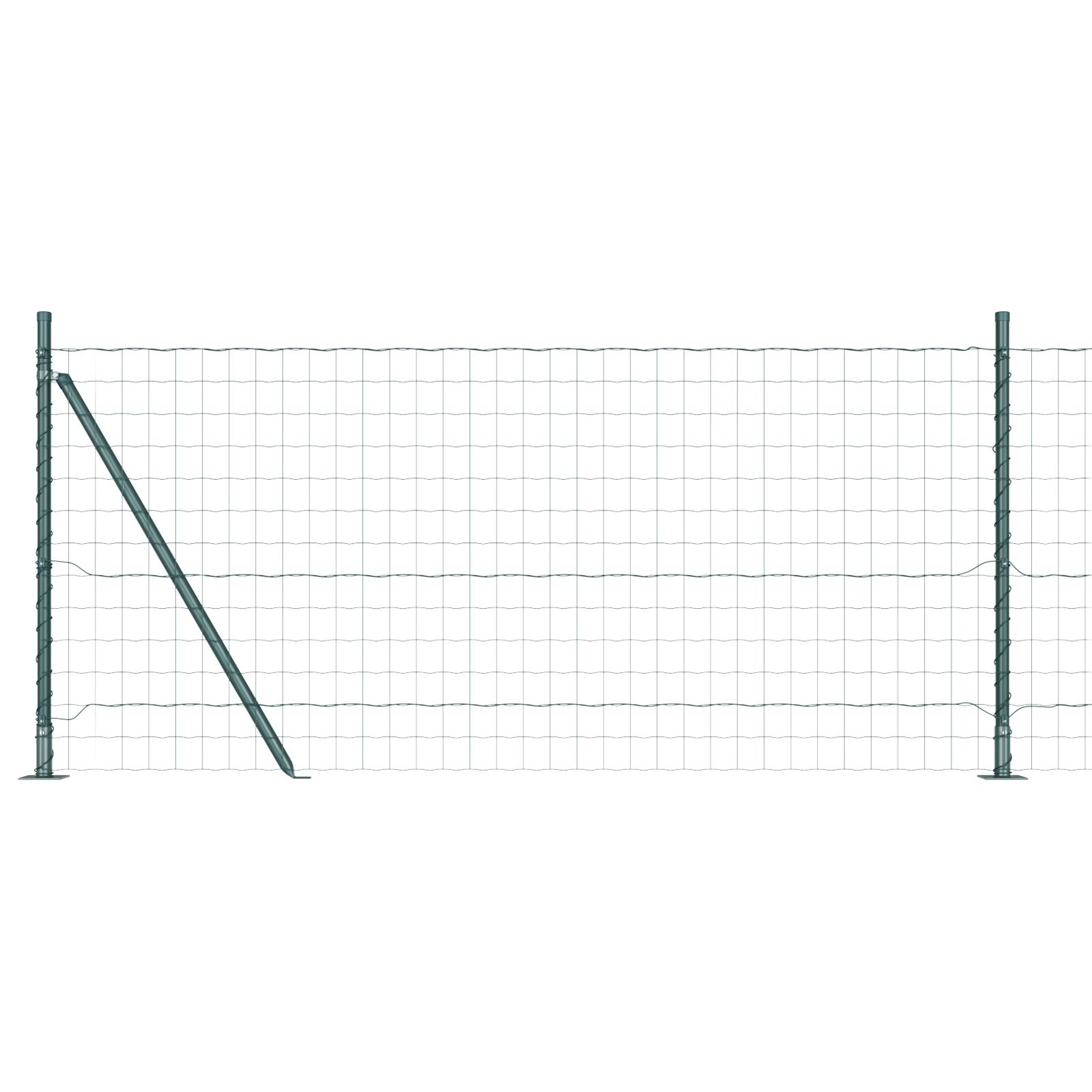 vidaXL Euro-Zaun mit 13 Flanschpfosten 0.8x25 m verzinktem Stahl