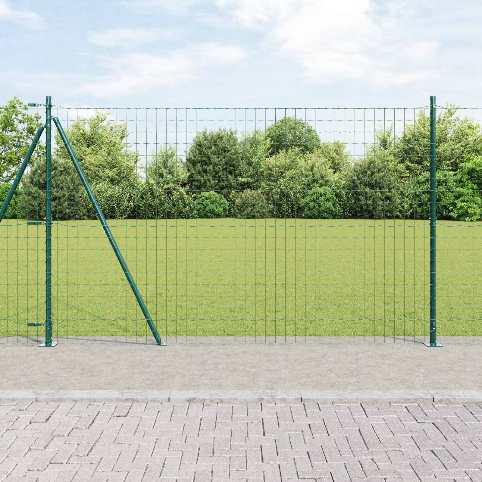 vidaXL Euro Zaun mit 7 Flanschpfosten 1,5x10 m verzinkter Stahl