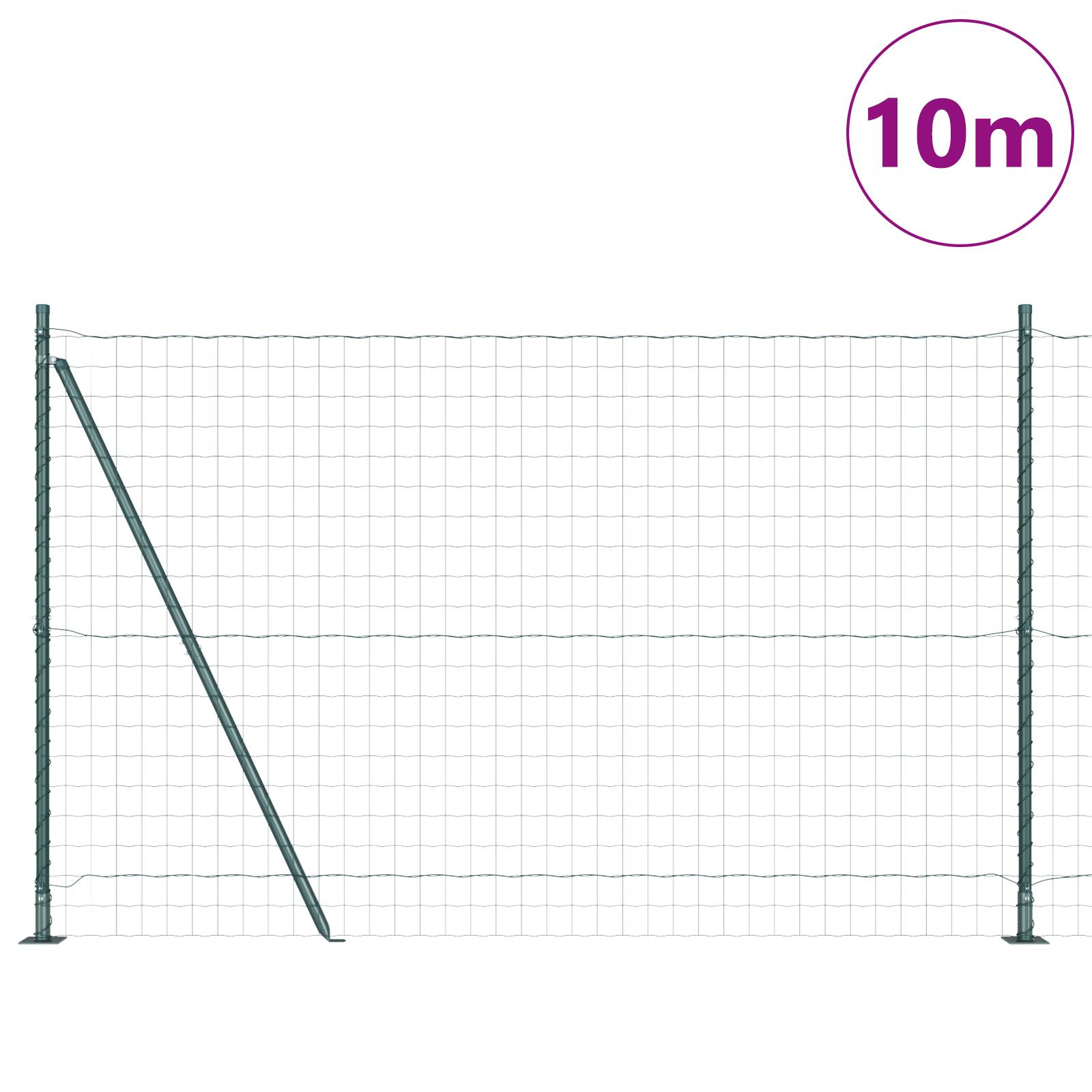 vidaXL Euro Zaun mit 7 Flanschpfosten 1,5x10 m verzinkter Stahl