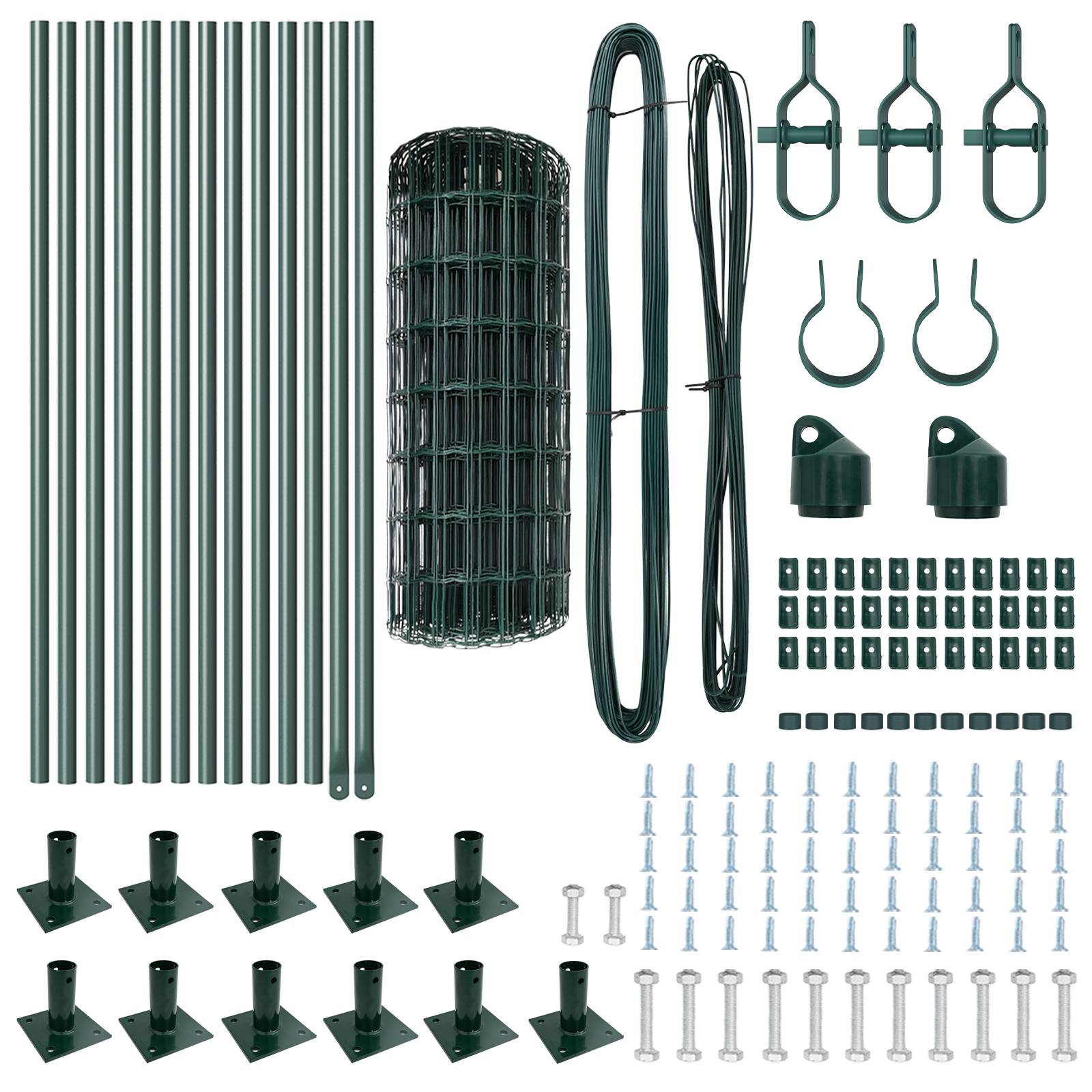 vidaXL Euro Zaun mit 13 Flanschpfosten 0.4x25 m feuerverzinkter Stahl