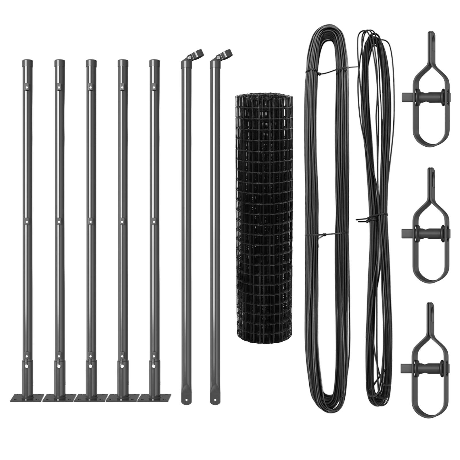 vidaXL Euro Zaun mit 7 Flanschpfosten 0.4x10 m verzinkter Stahl.