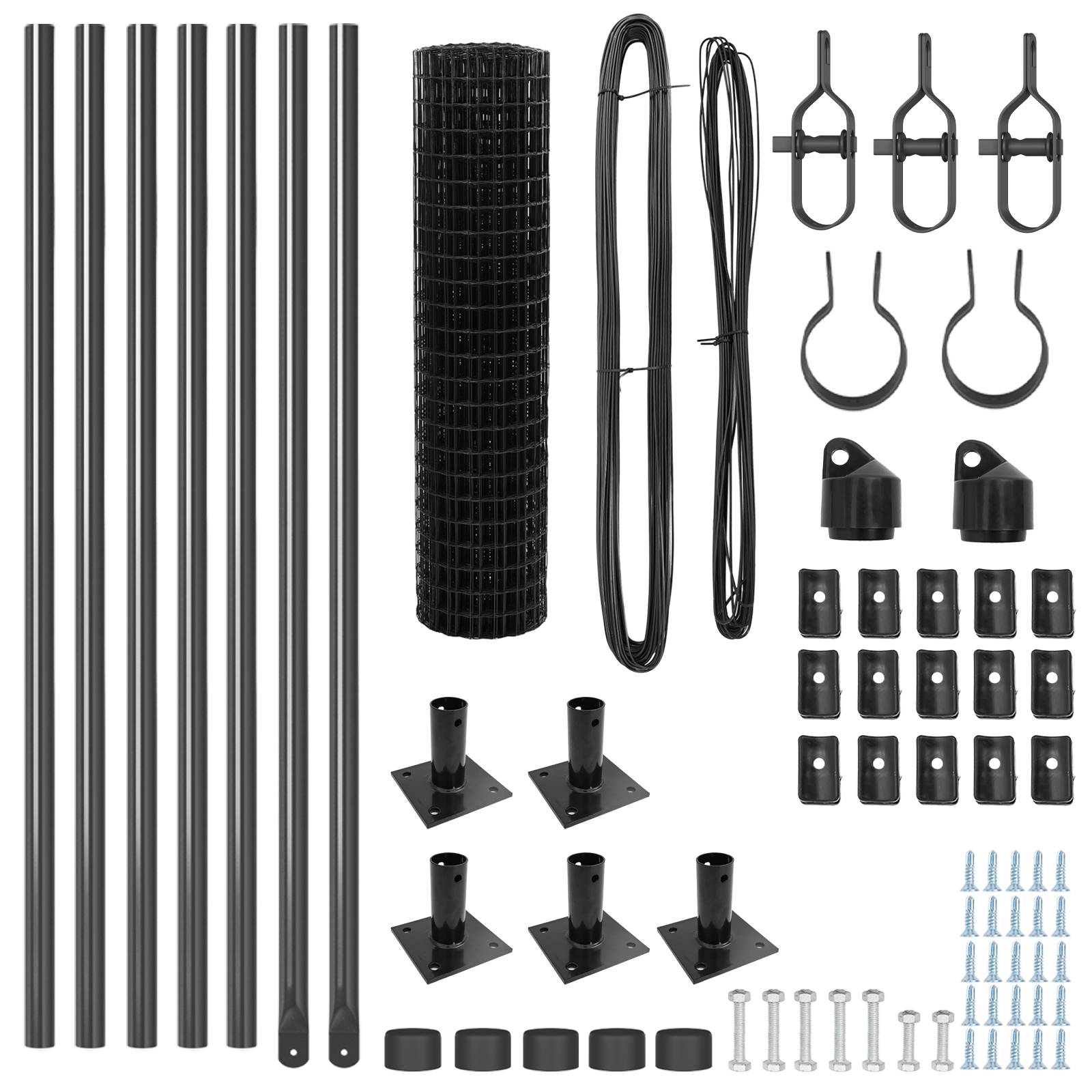 vidaXL Euro Zaun mit 7 Flanschpfosten 0.4x10 m verzinkter Stahl.