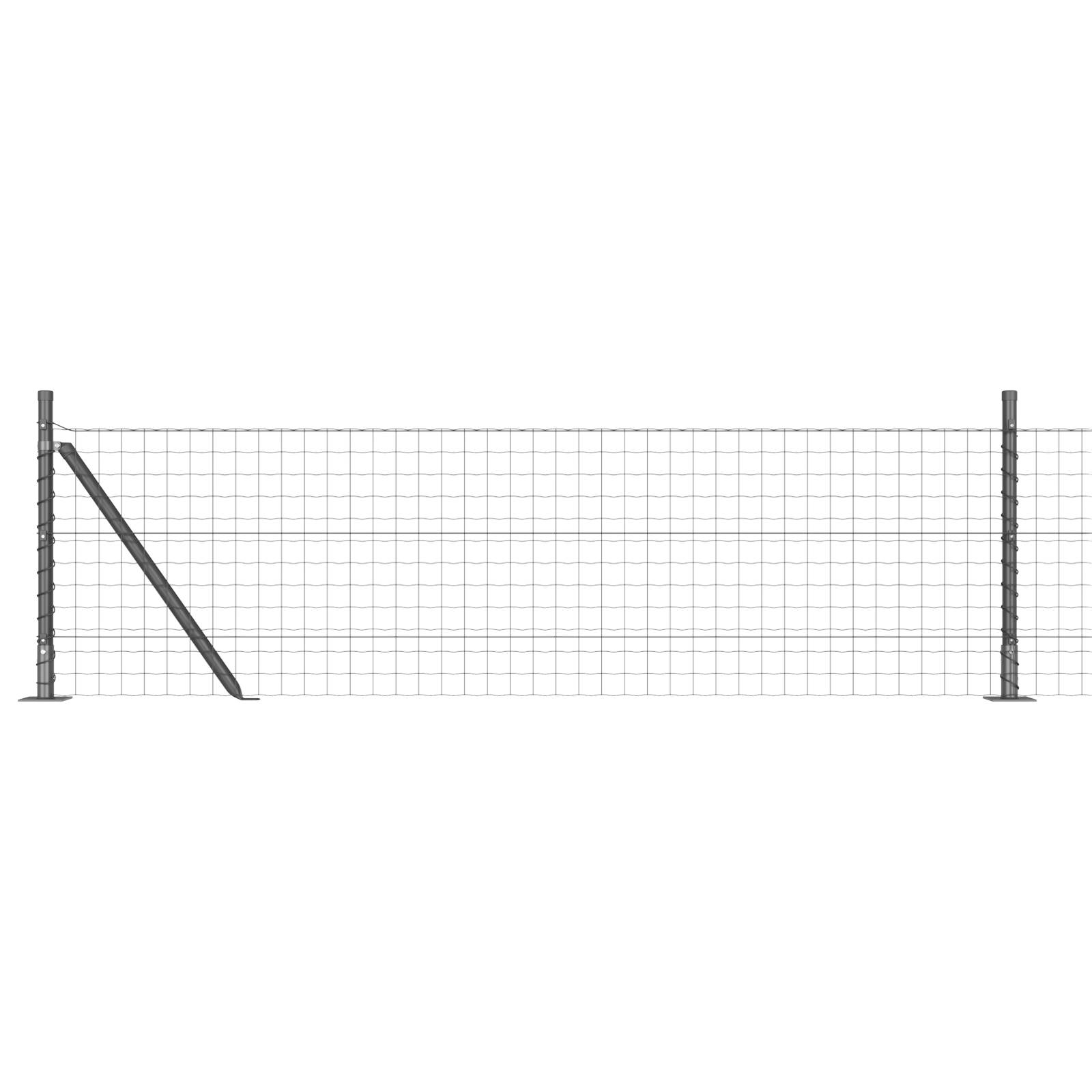 vidaXL Eurozaun mit 13 Flanschpfosten 0,6x50 m verzinkter Stahl