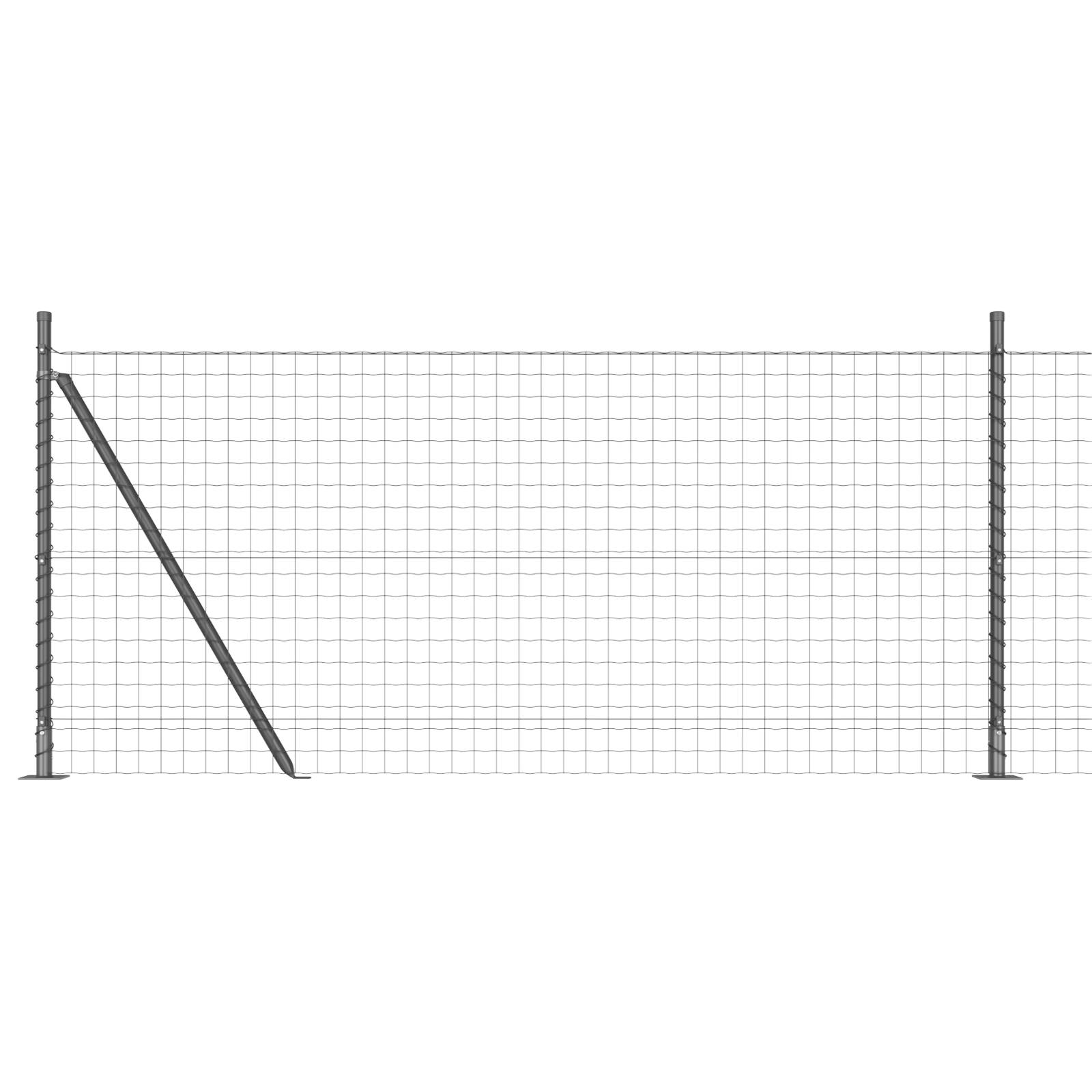 vidaXL Euro Zaun mit 13 Flanschpfosten 0.8x25 m Verzinkter Stahl
