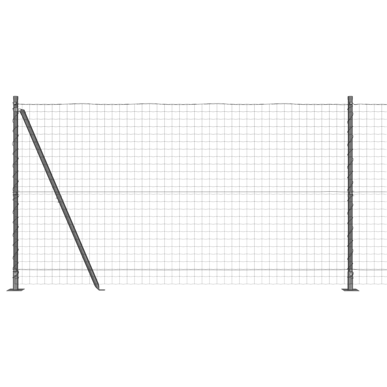 vidaXL Euro-Zaun mit 13 Flanschpfosten 1,2x25 m verzinkter Stahl