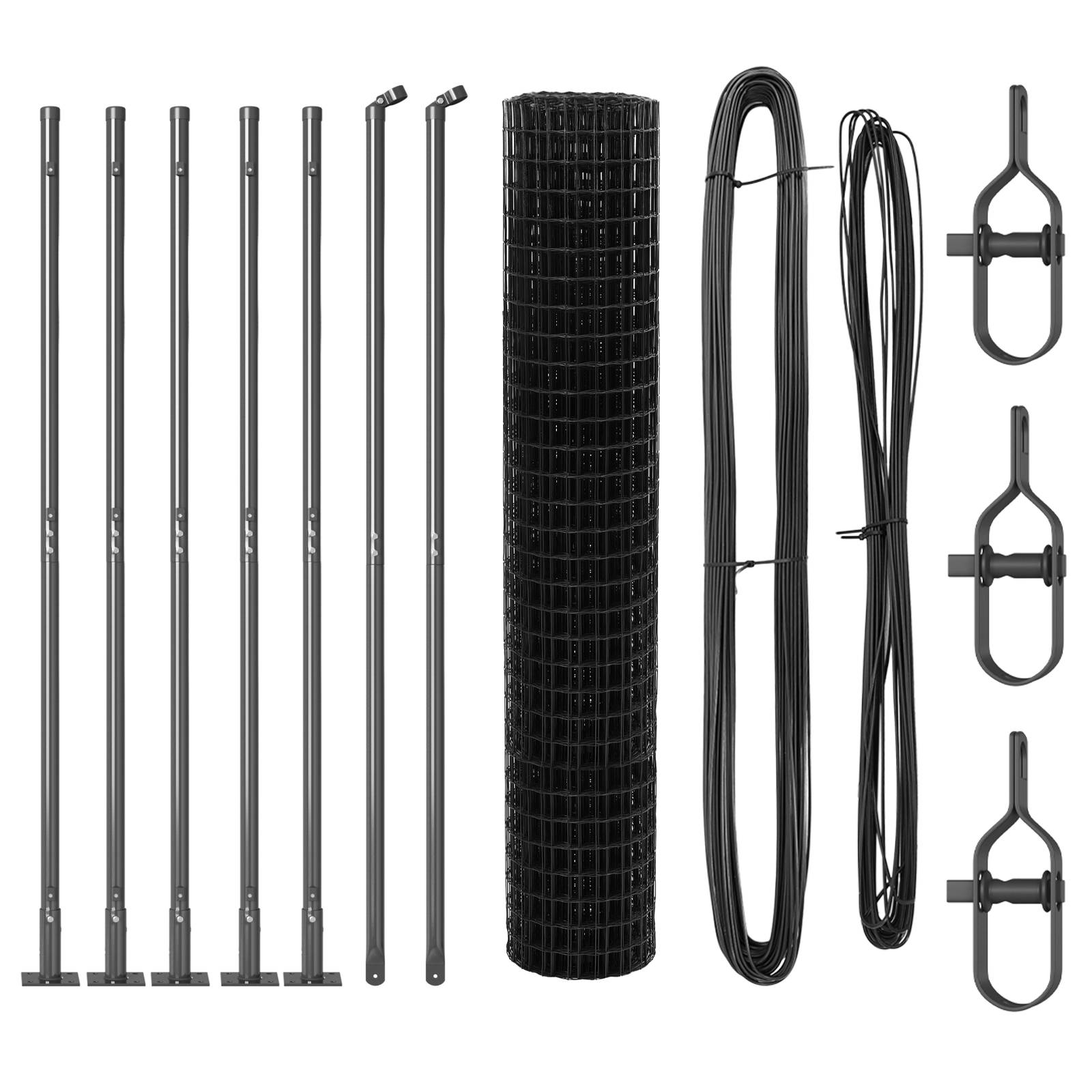 vidaXL Euro Zaun mit 7 Flanschpfosten 1,4x10 m feuerverzinkter Stahl