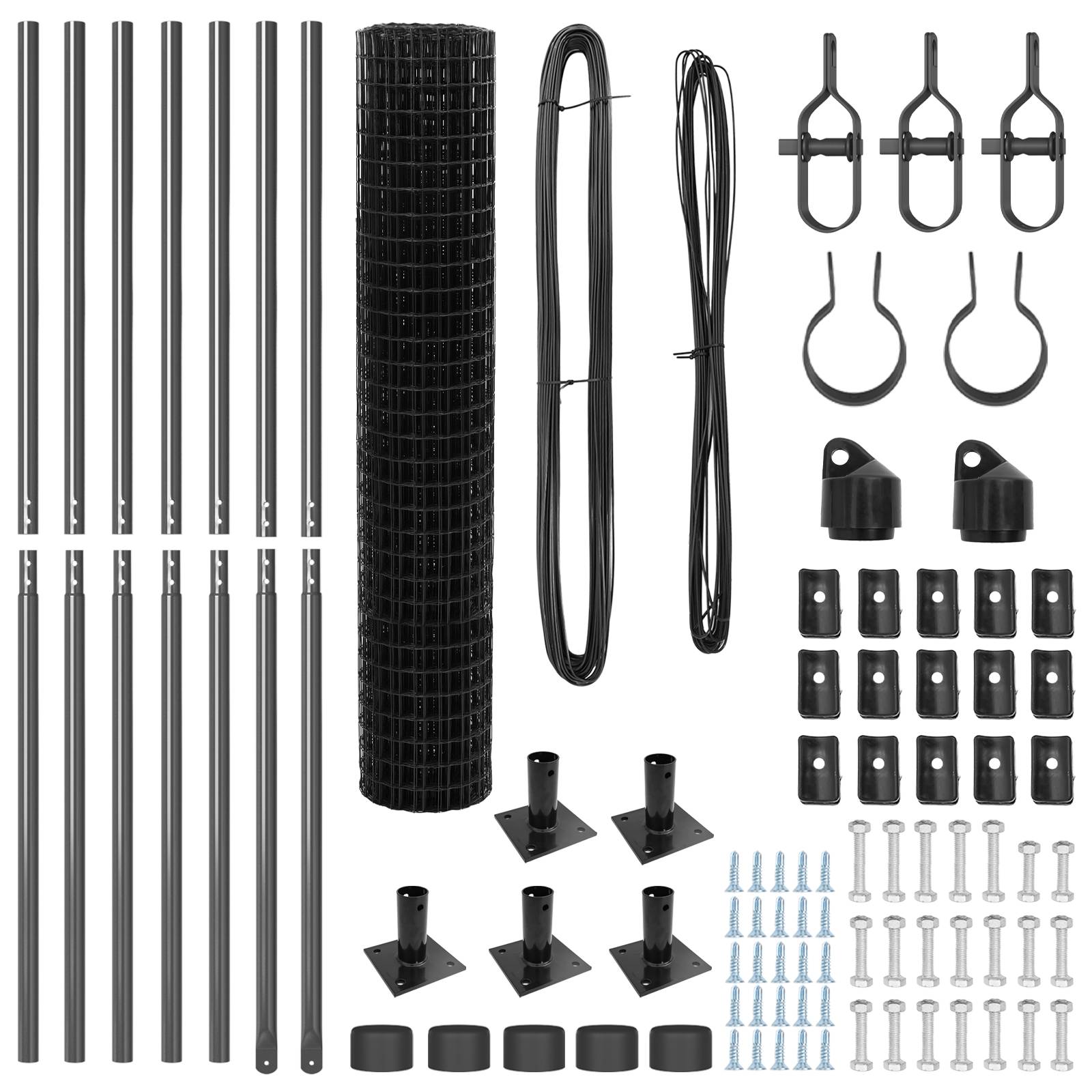 vidaXL Euro Zaun mit 7 Flanschpfosten 1,5x10 m verzinkter Stahl