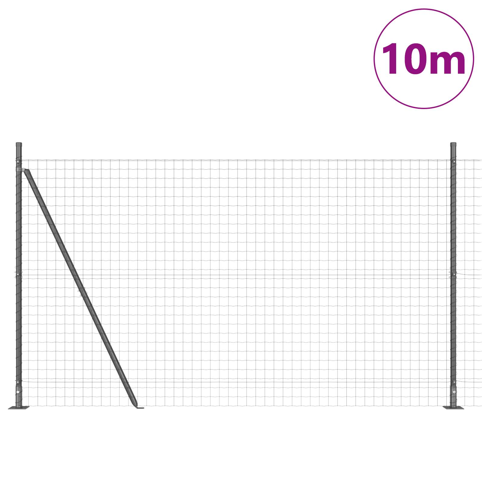 vidaXL Euro Zaun mit 7 Flanschpfosten 1,4x10 m verzinkter Stahl