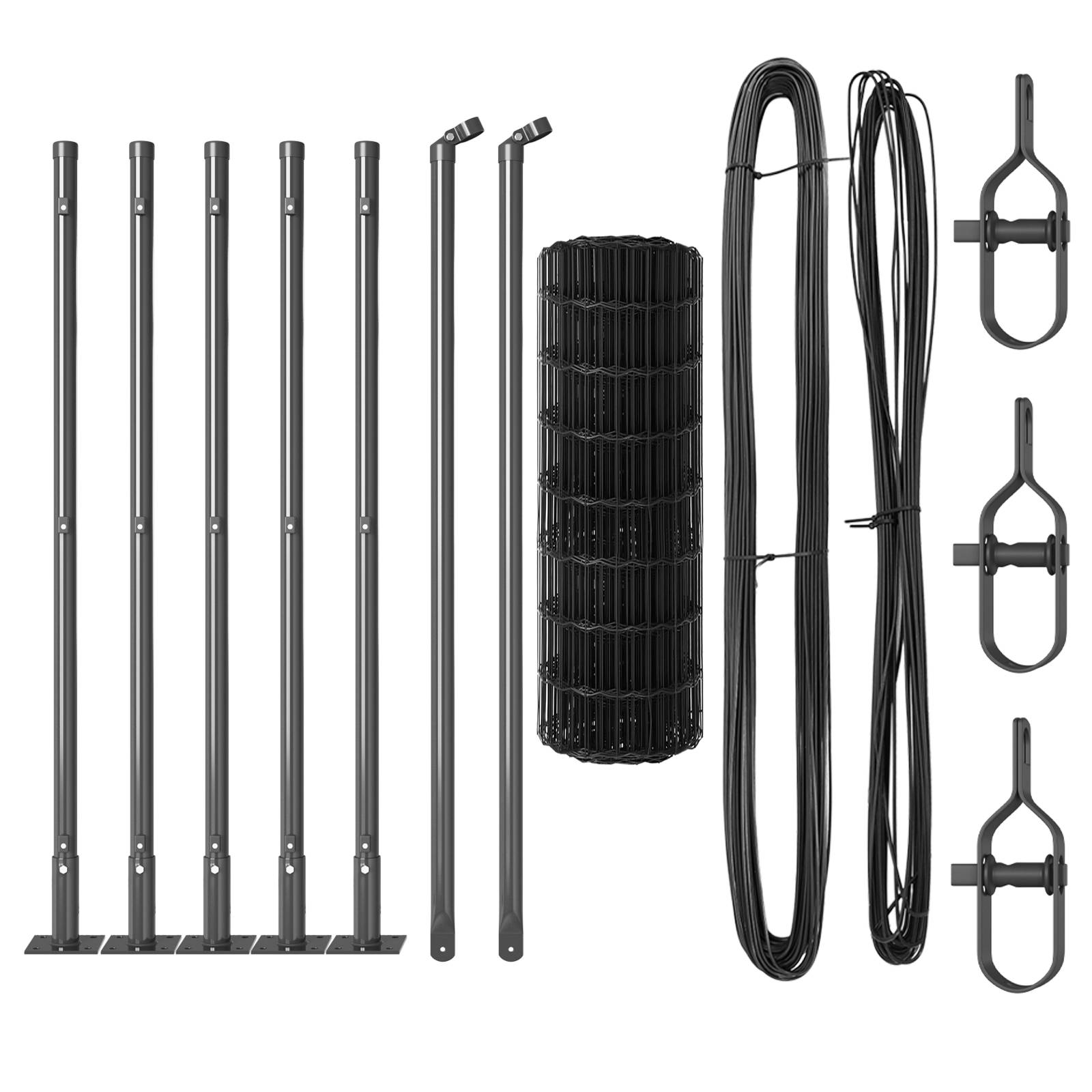 vidaXL Euro Zaun mit 7 Flanschpfosten 0,4x10 m verzinkter Stahl