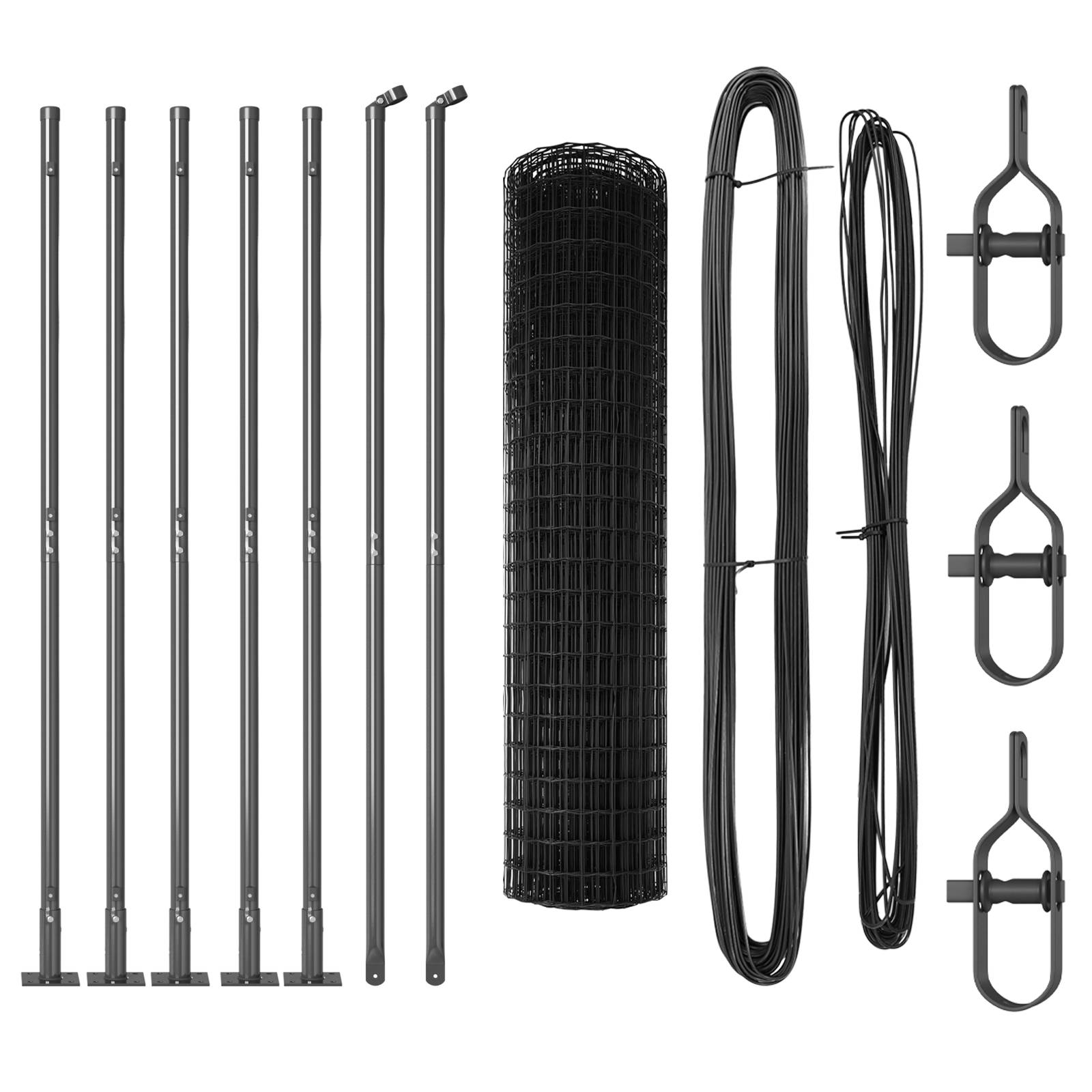 vidaXL Euro-Zaun mit 7 Flanschpfosten 0.8x10 m feuerverzinkter Stahl
