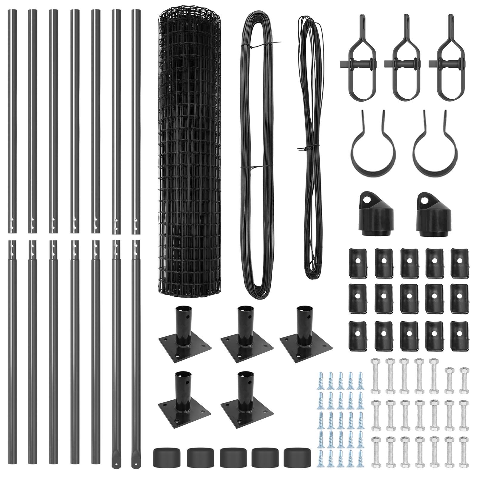vidaXL Euro Zaun mit 7 Flanschpfosten 1x10 m Feuerverzinkter Stahl