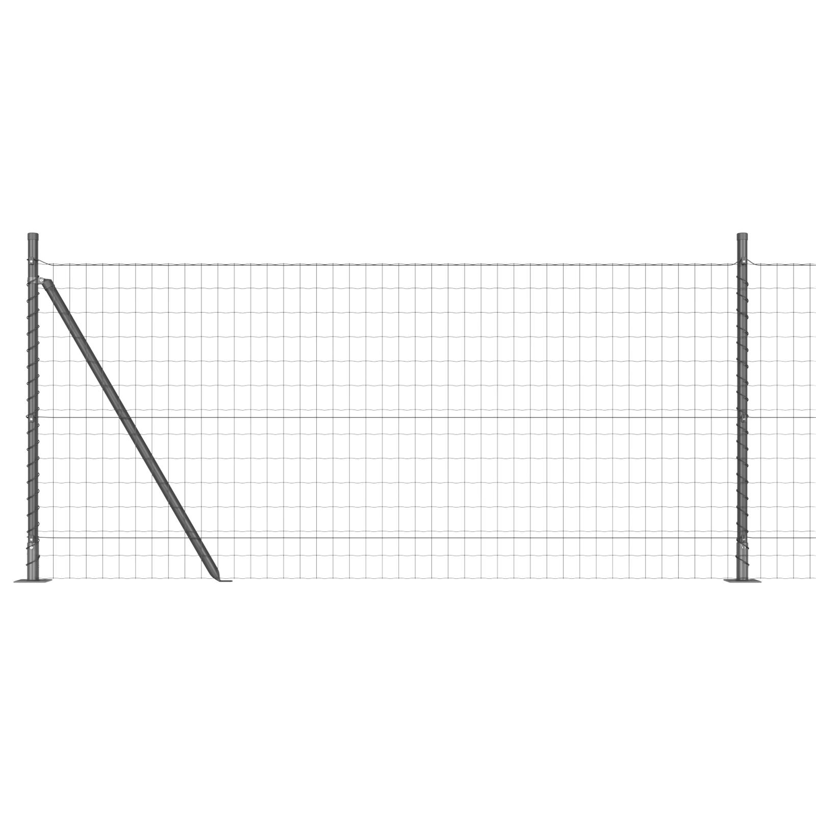 vidaXL Euro-Zaun mit 13 Flanschpfosten 0.8x25 m verzinkter Stahl