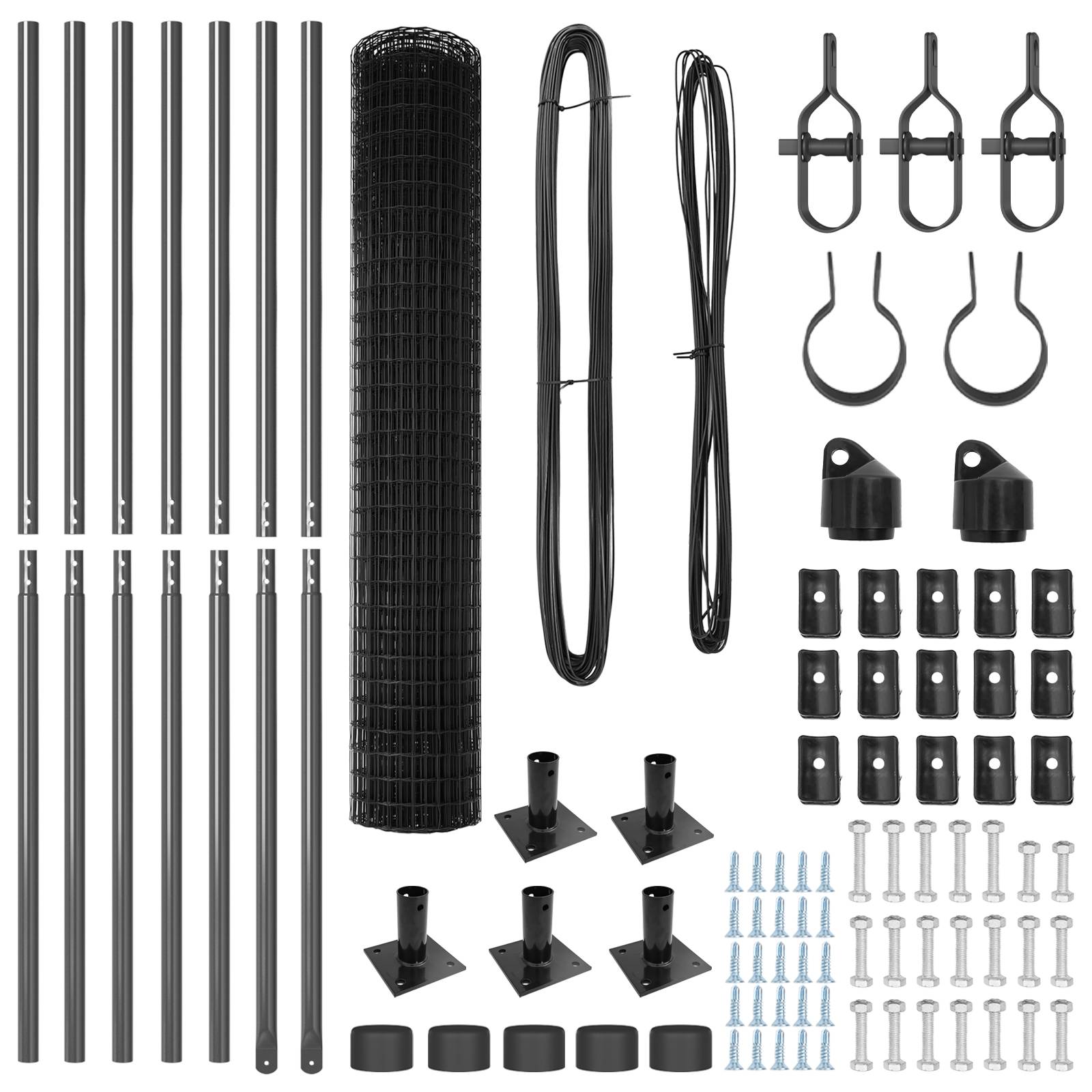 vidaXL Euro Zaun mit 7 Flanschpfosten 1,4x10 m verzinkter Stahl