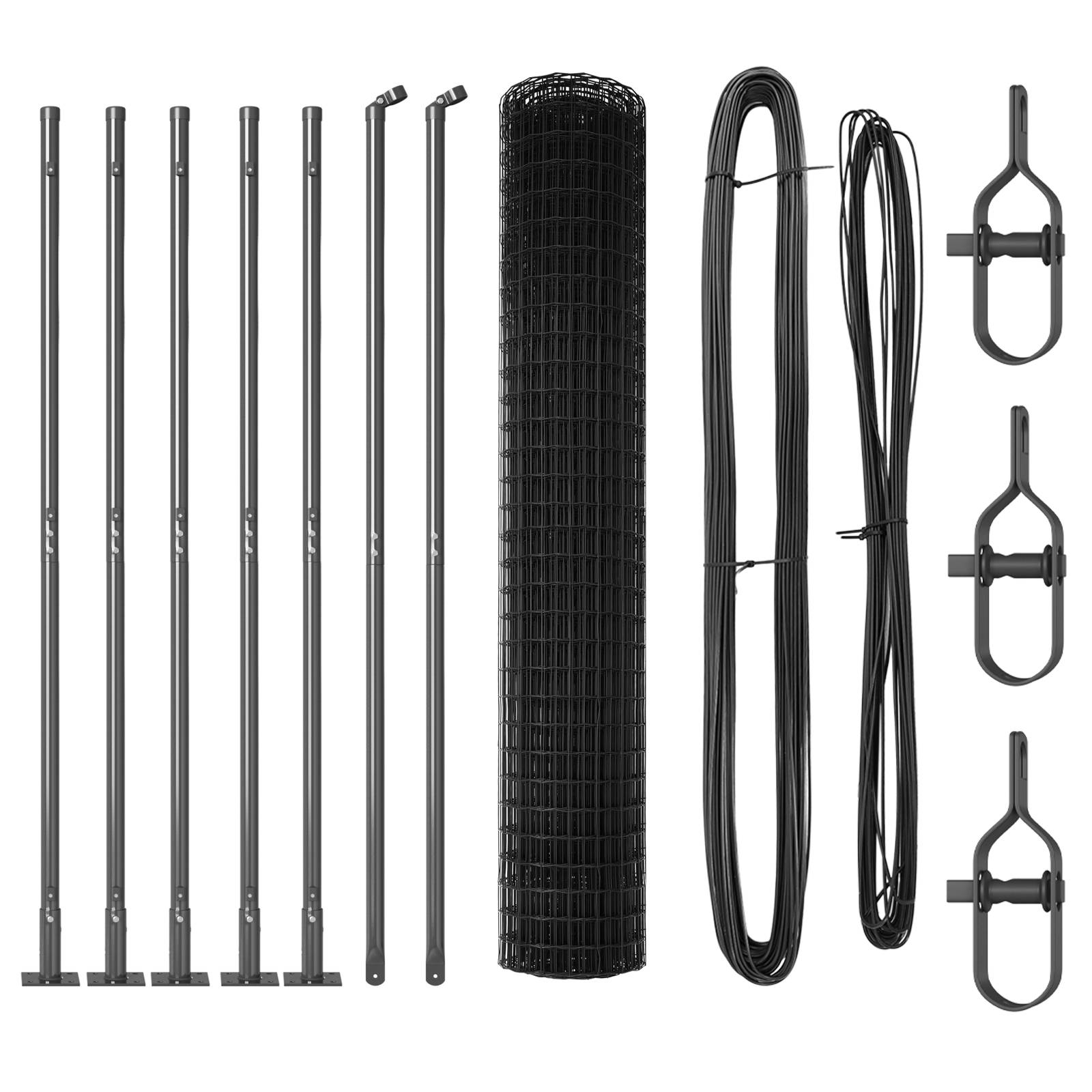 vidaXL Euro Zaun mit 7 Flanschpfosten 1,5x10 m galvanisierter Stahl