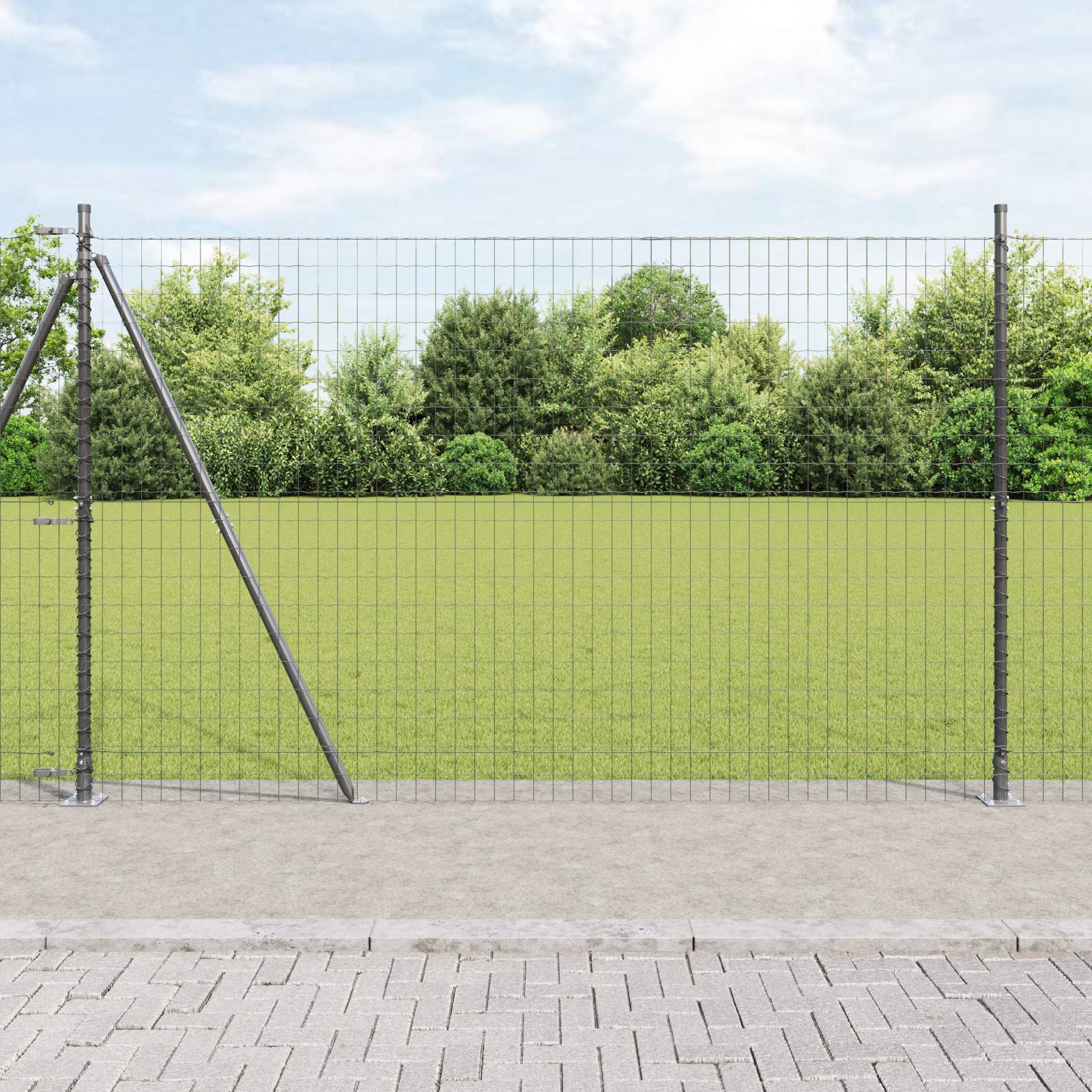 vidaXL Euro-Zaun mit 7 Flanschpfosten 1,5x10 m verzinkter Stahl