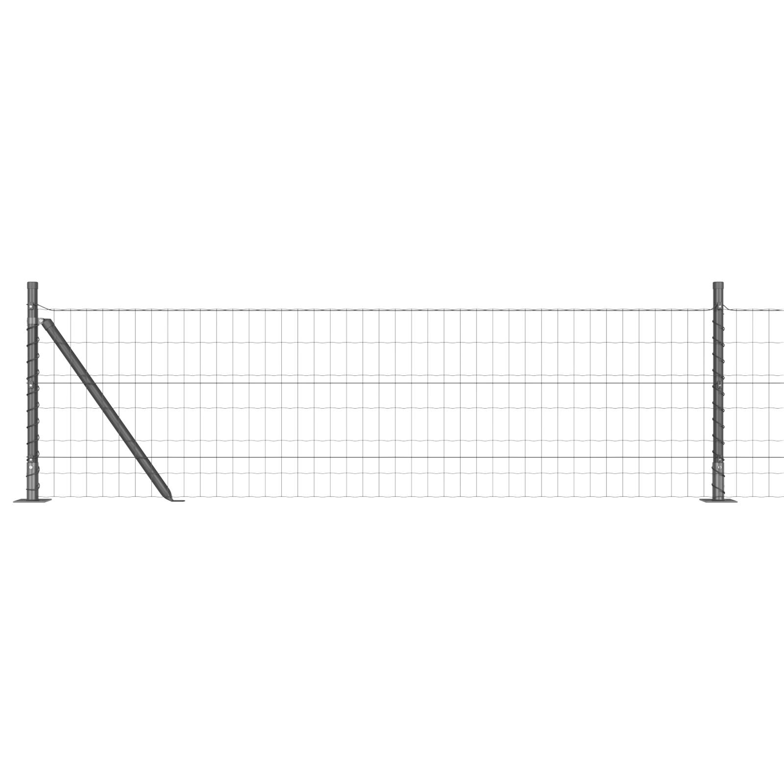 vidaXL Euro Zaun mit 13 Flanschen Pfosten 0.6x50 m Verzinkter Stahl