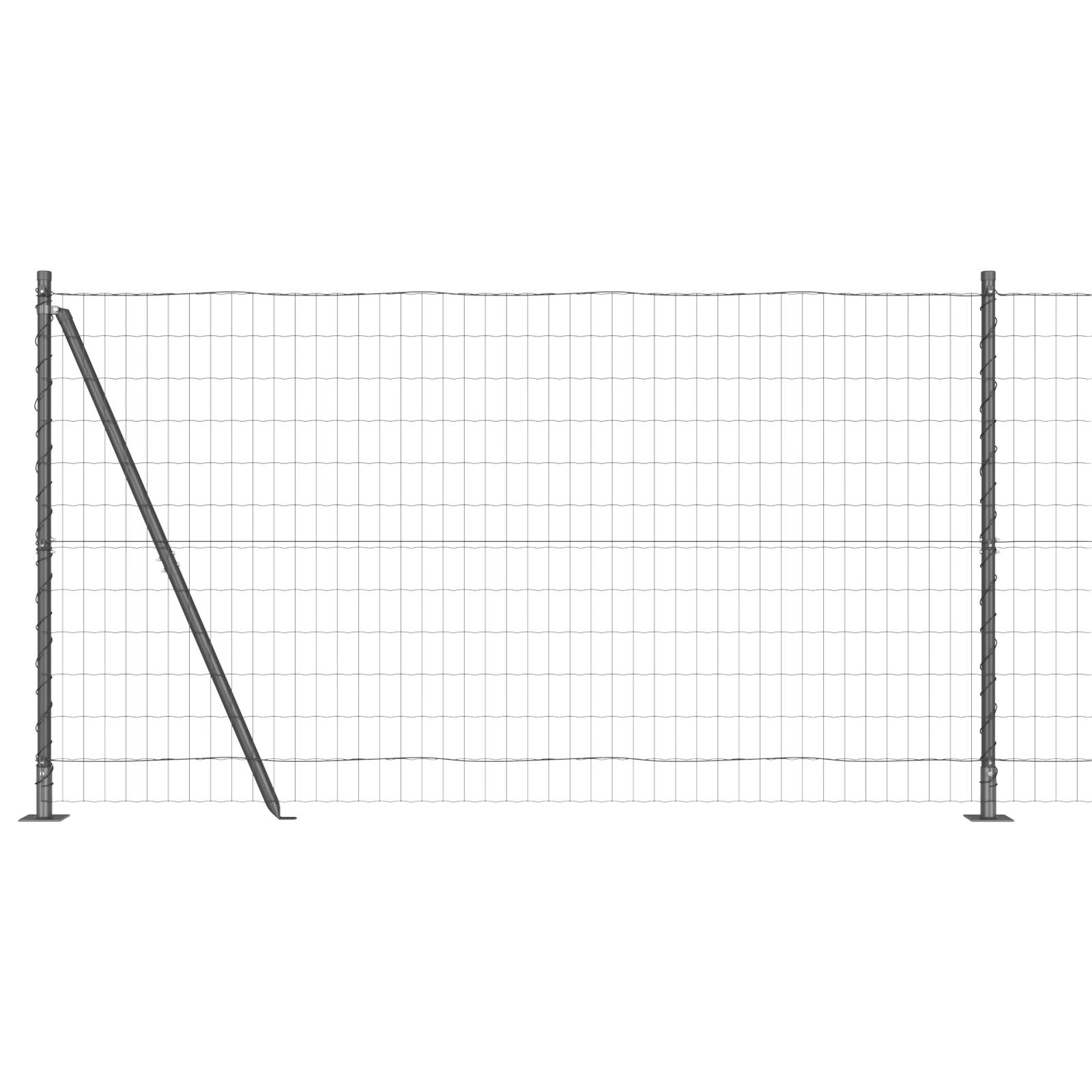 vidaXL Eurozaun mit 7 Flanschpfosten 1,2x10 m verzinkter Stahl