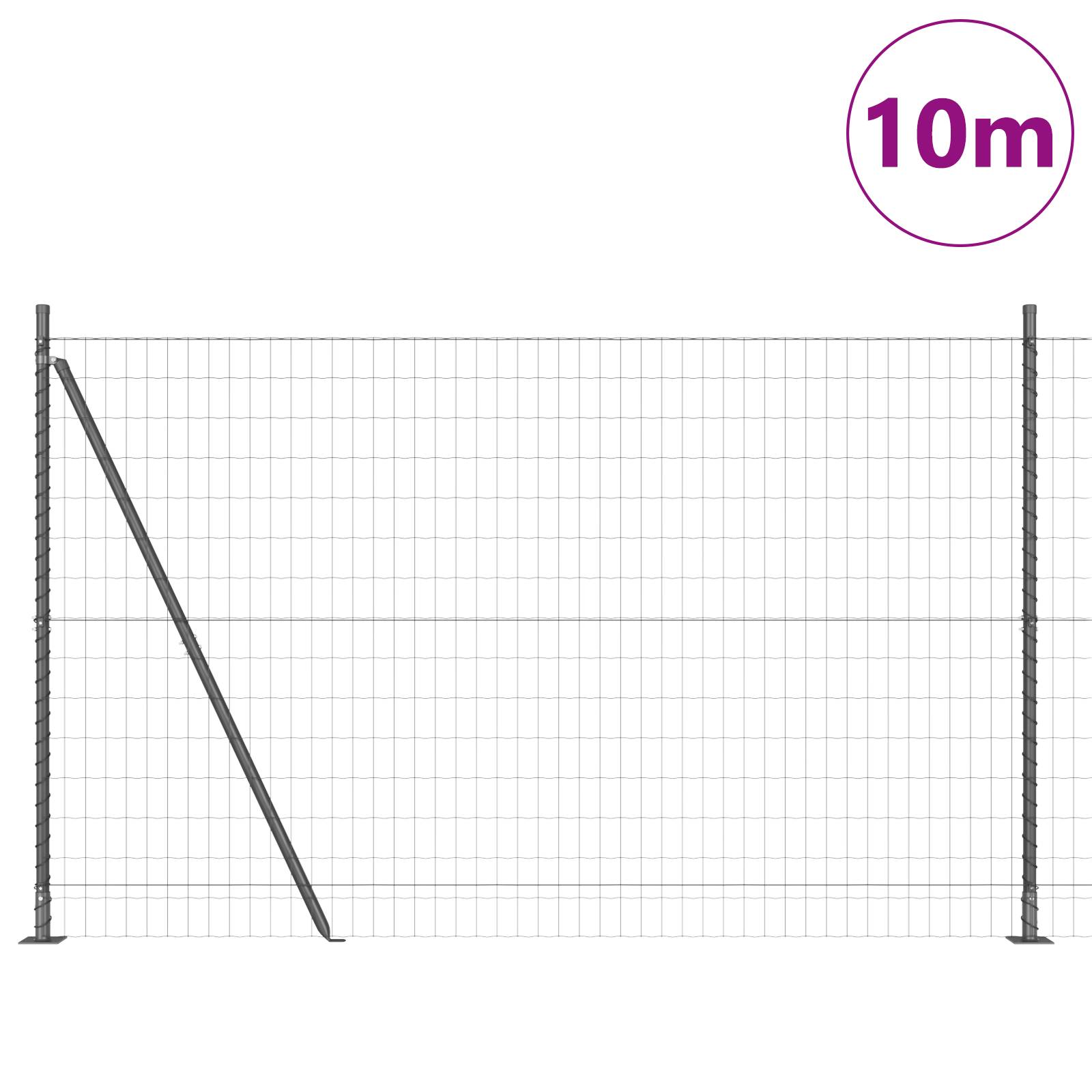 vidaXL Euro Zaun mit 7 flanschmontierten Pfosten 1.4x10 m verzinkter Stahl