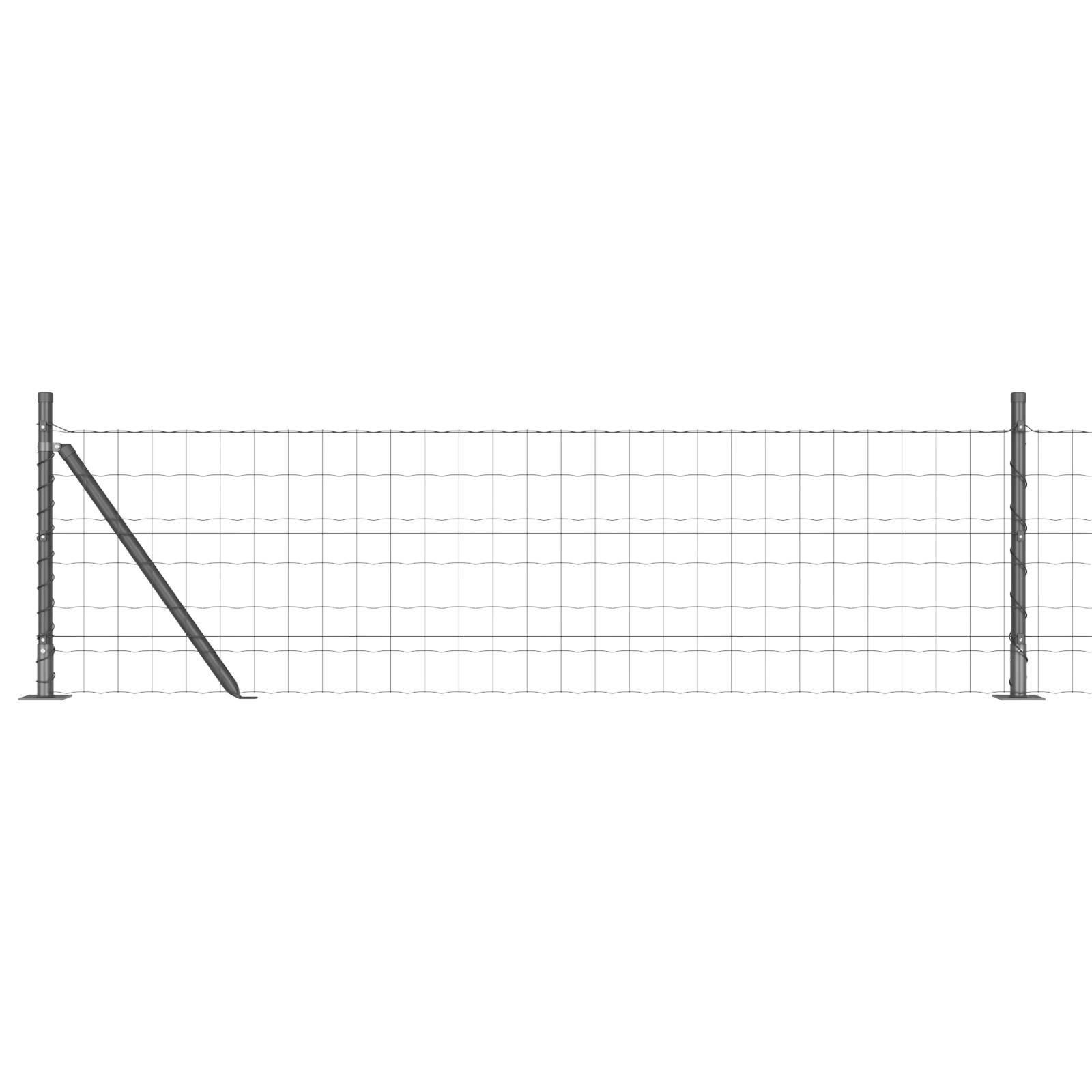 vidaXL Euro Zaun mit 13 Flanschpfosten 0.4x25 m galvanisierter Stahl