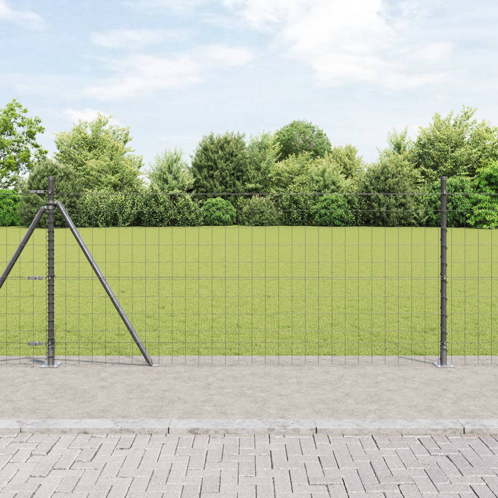 vidaXL Euro Zaun mit 13 Flanschen 1x25 m Verzinkter Stahl