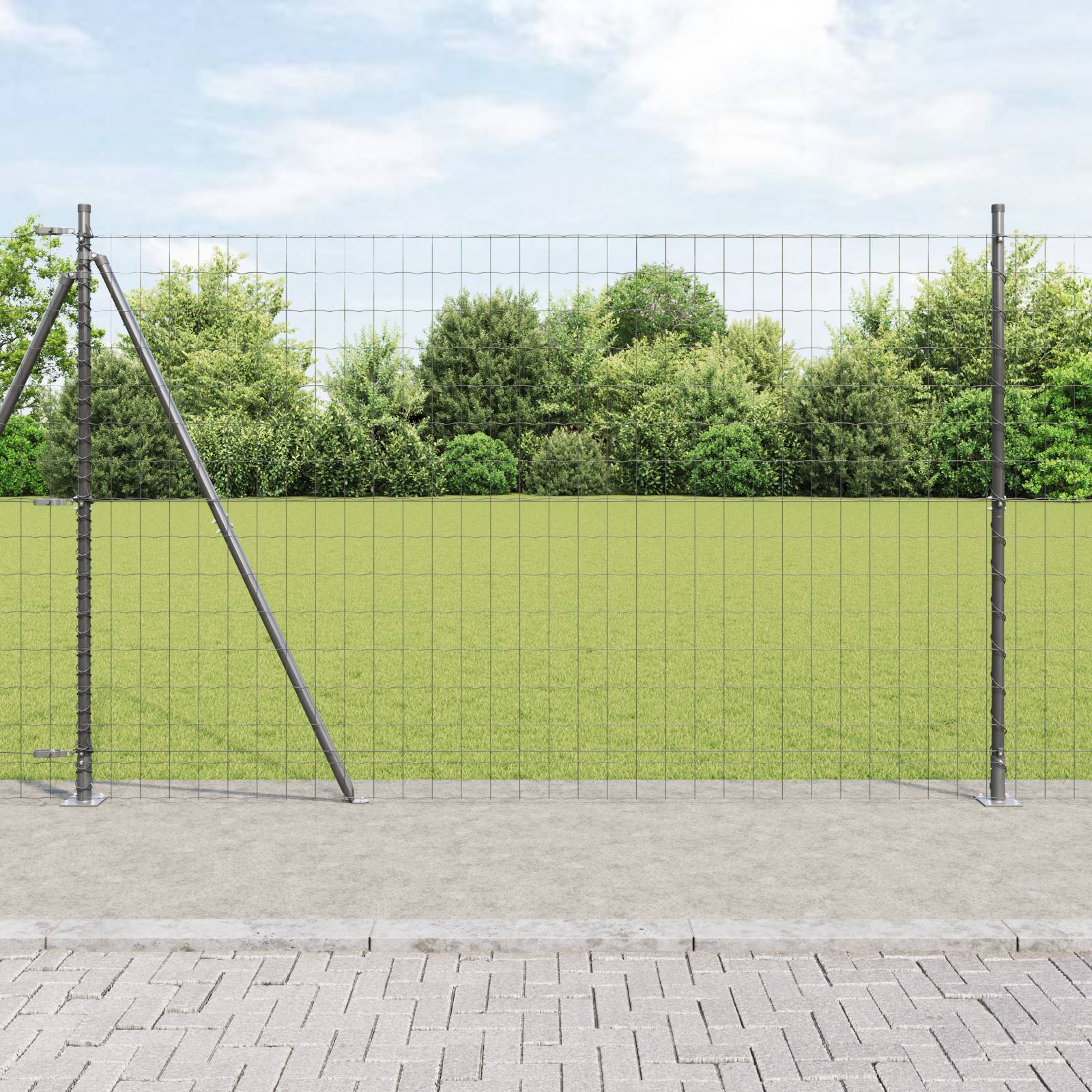 vidaXL Euro Zaun mit 7 Flanschposten 1,6x10 m galvanisierter Stahl