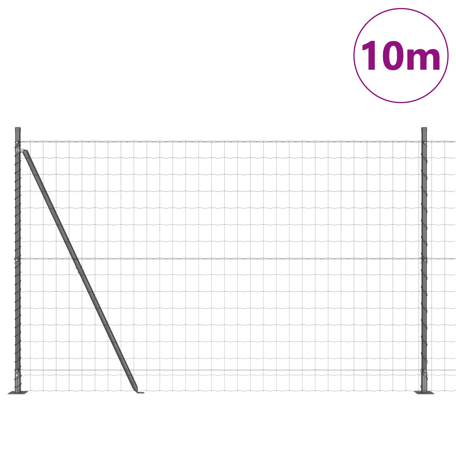 vidaXL Euro Zaun mit 7 Flanschposten 1,6x10 m galvanisierter Stahl