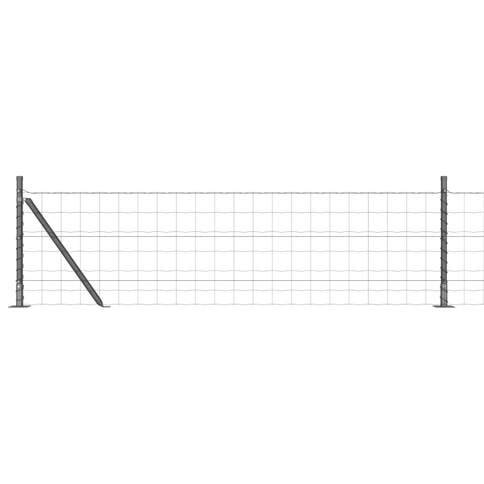vidaXL Euro-Zaun mit 13 Flanschpfosten 0,6x50 m aus galvanisiertem Stahl