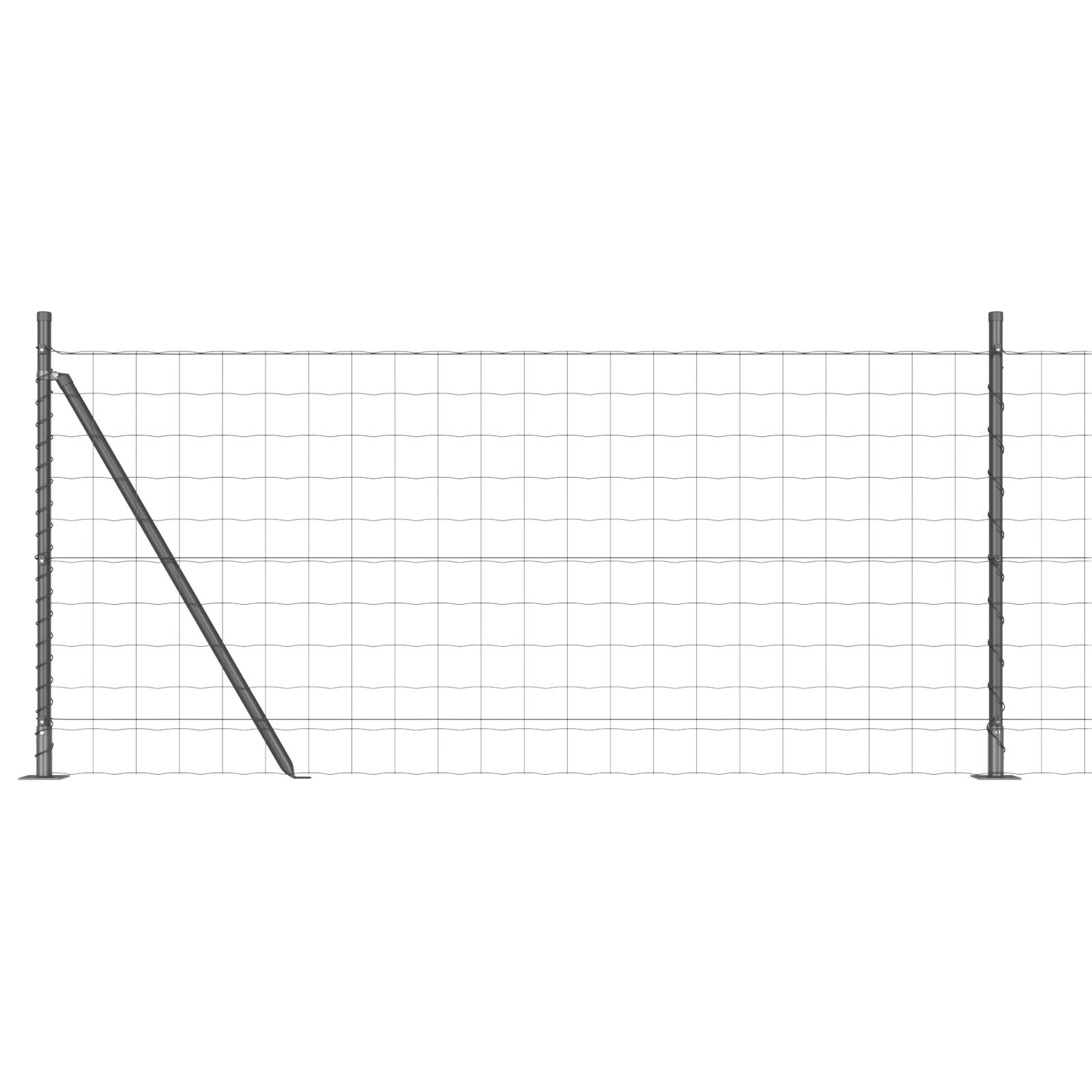 vidaXL Euro Zaun mit 7 Flanschpfosten 1x10 m verzinkter Stahl