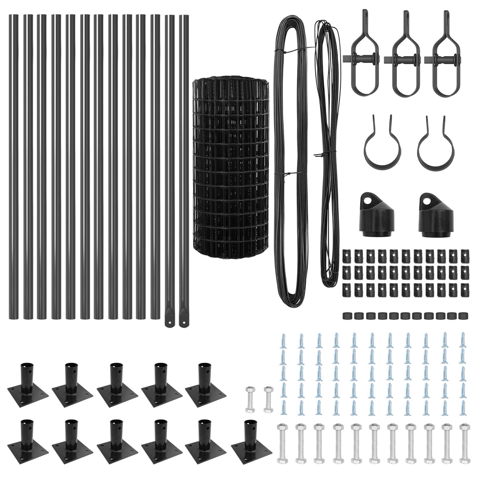 vidaXL Euro Zaun mit 13 Flanschpfosten 0.4x25 m feuerverzinkter Stahl