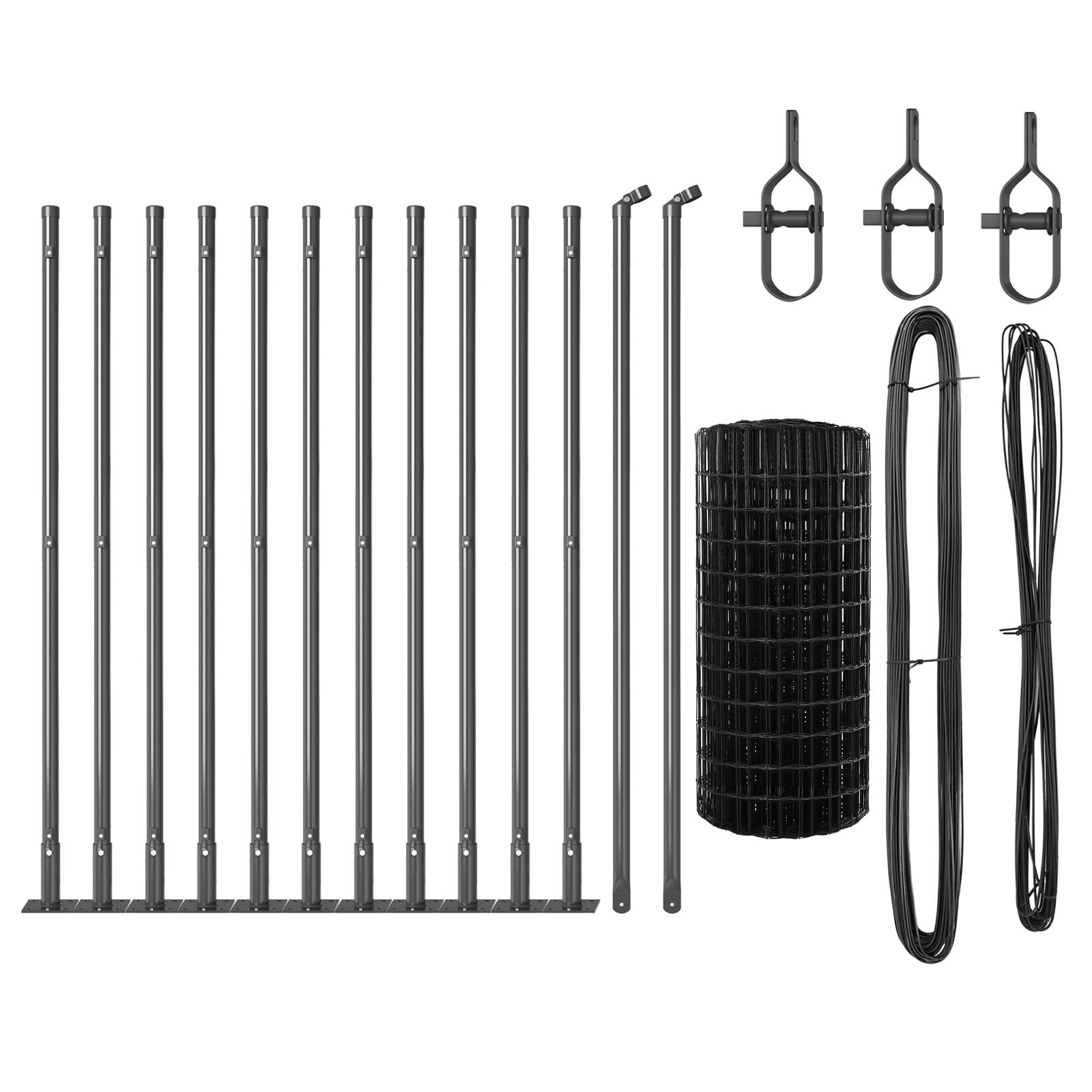 vidaXL Euro Zaun mit 13 Flanschpfosten 0.6x25 m Verzinkter Stahl