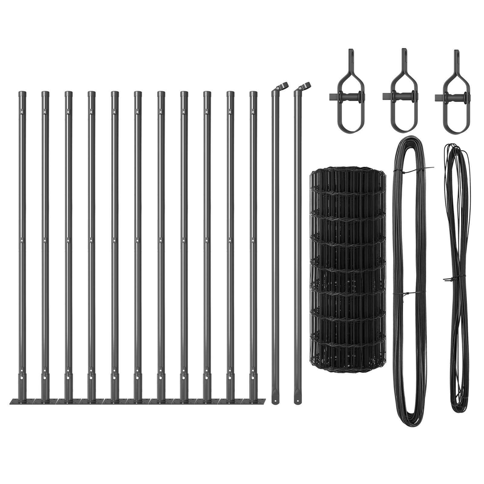 vidaXL Euro Zaun mit 13 Flanschpfosten 0.6x25 m Galvanisierter Stahl