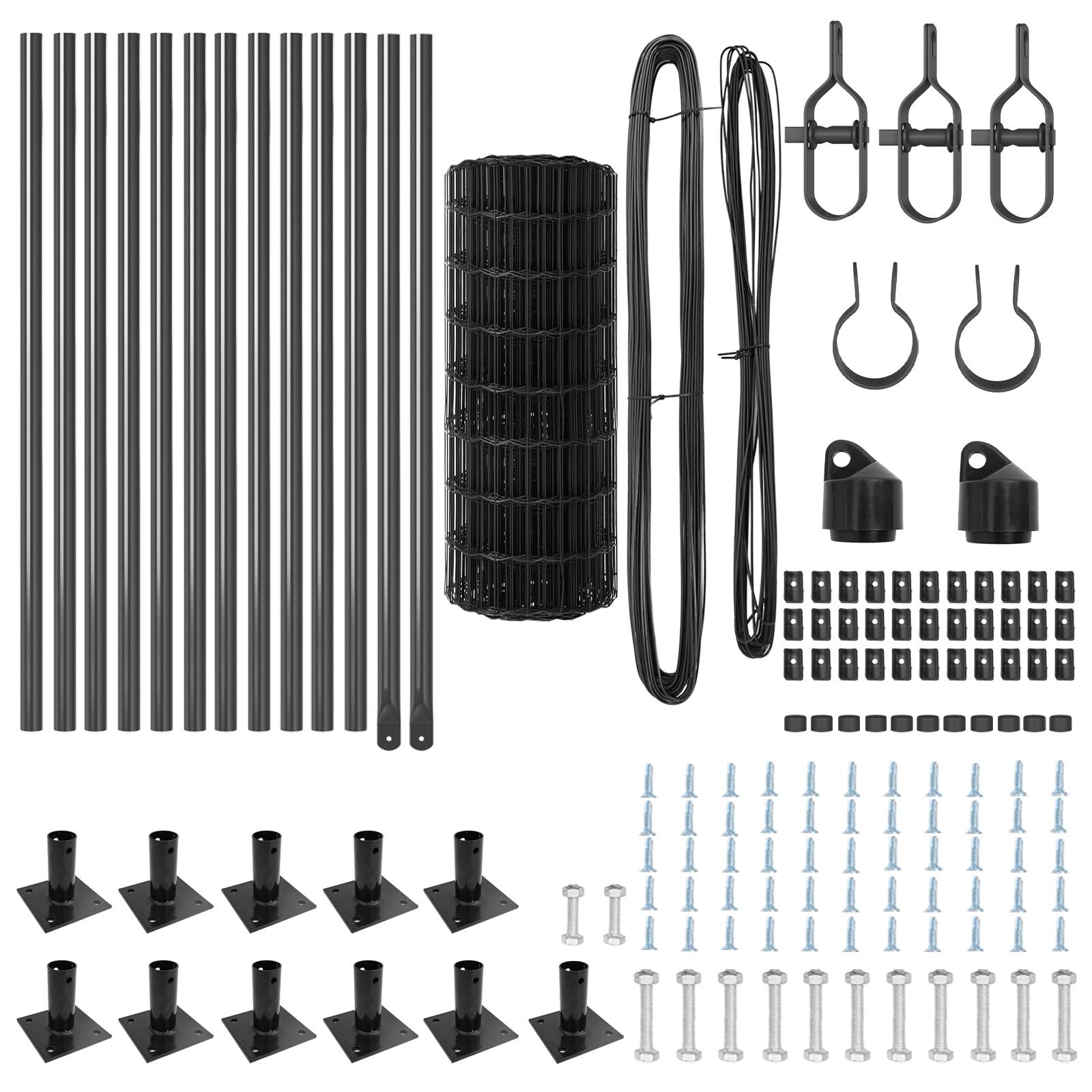 vidaXL Euro Zaun mit 13 Flanschpfosten 0,6x25 m verzinkter Stahl